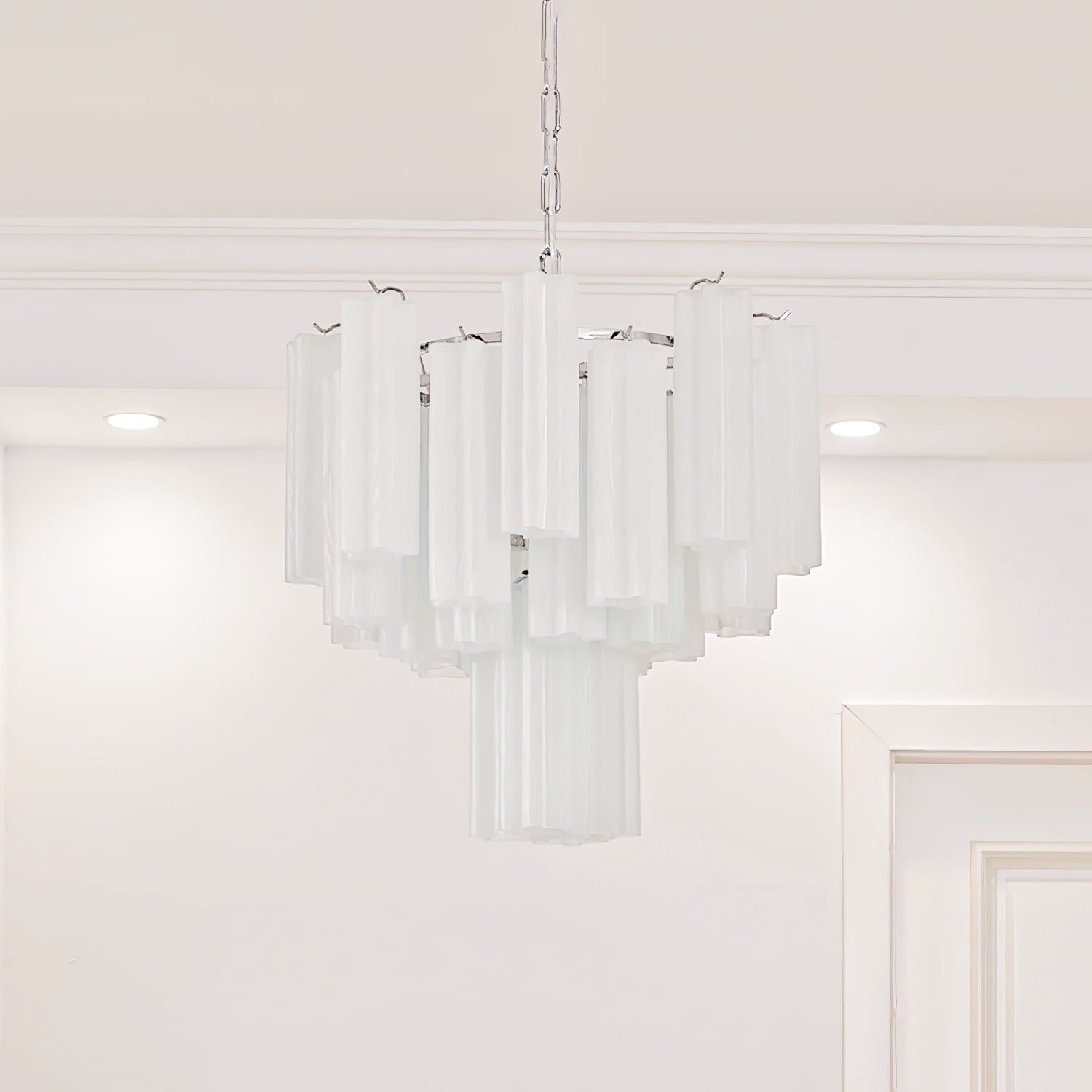 Aurora Chandelier White Layered Tube - Letslighting
