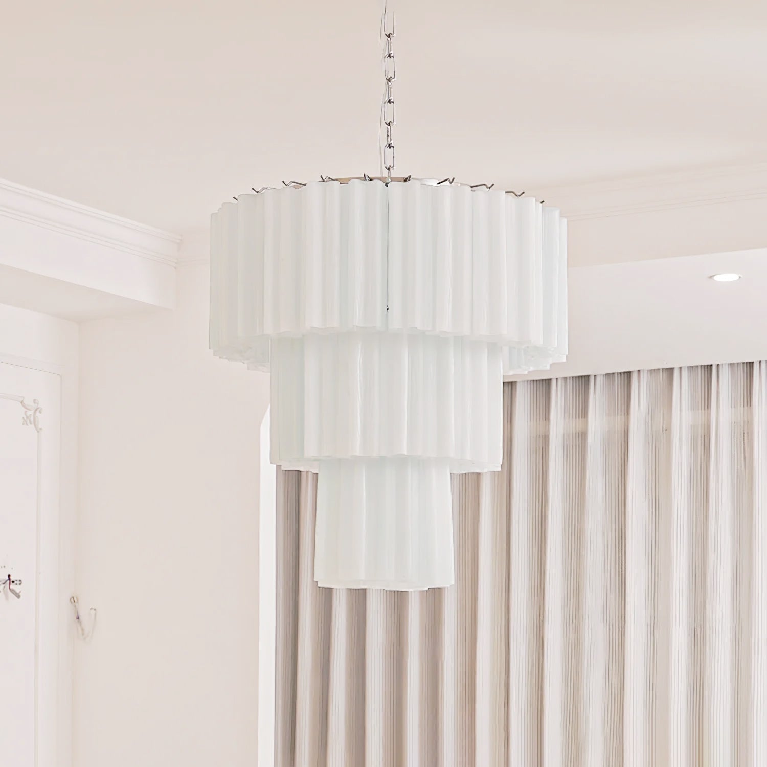 Aurora Chandelier White Layered Tube - Letslighting