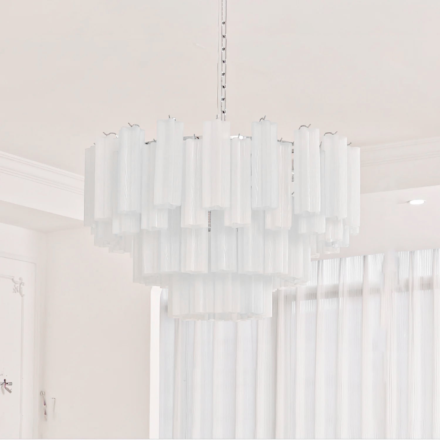Aurora Chandelier White Layered Tube - Letslighting