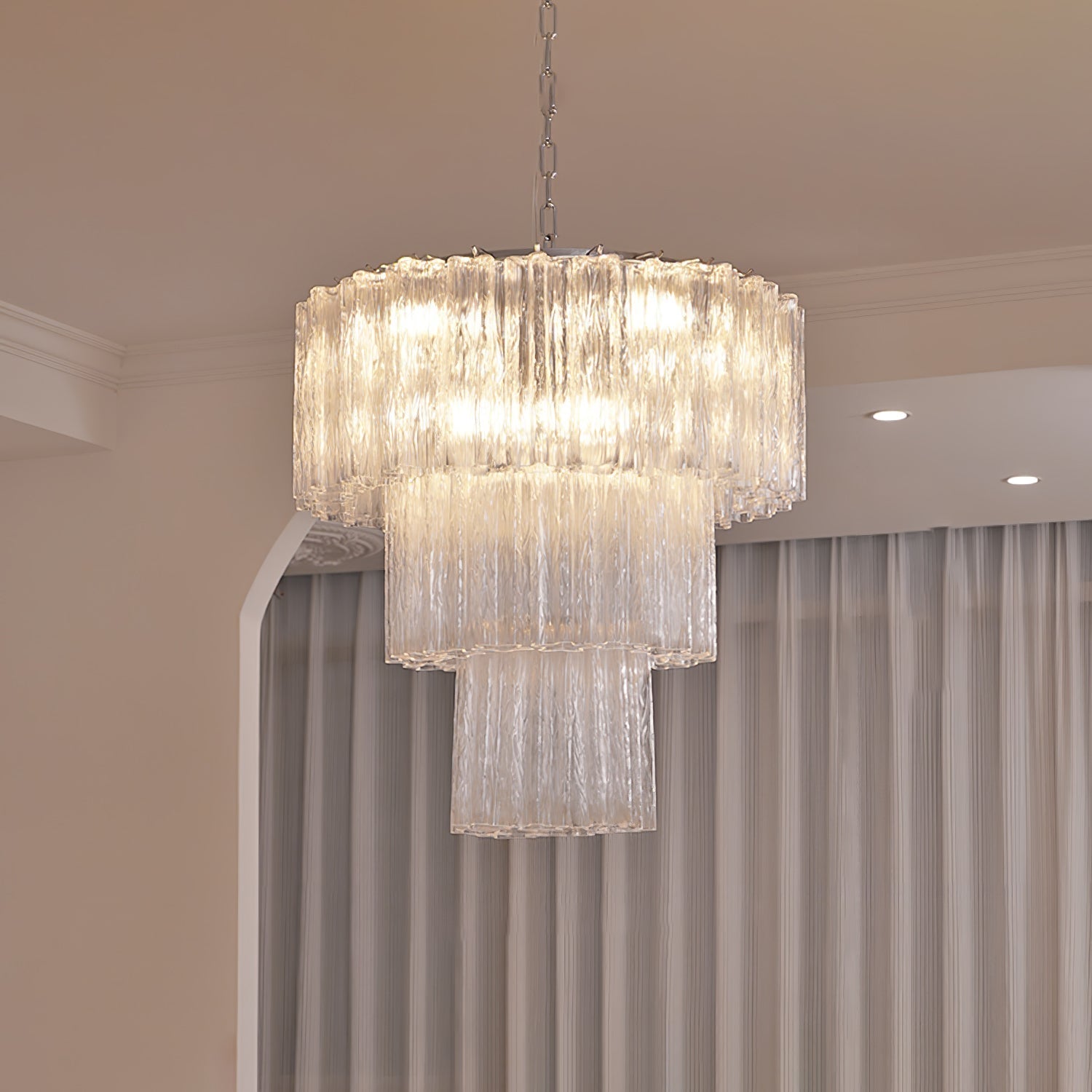 Aurora Chandelier White Layered Tube - Letslighting
