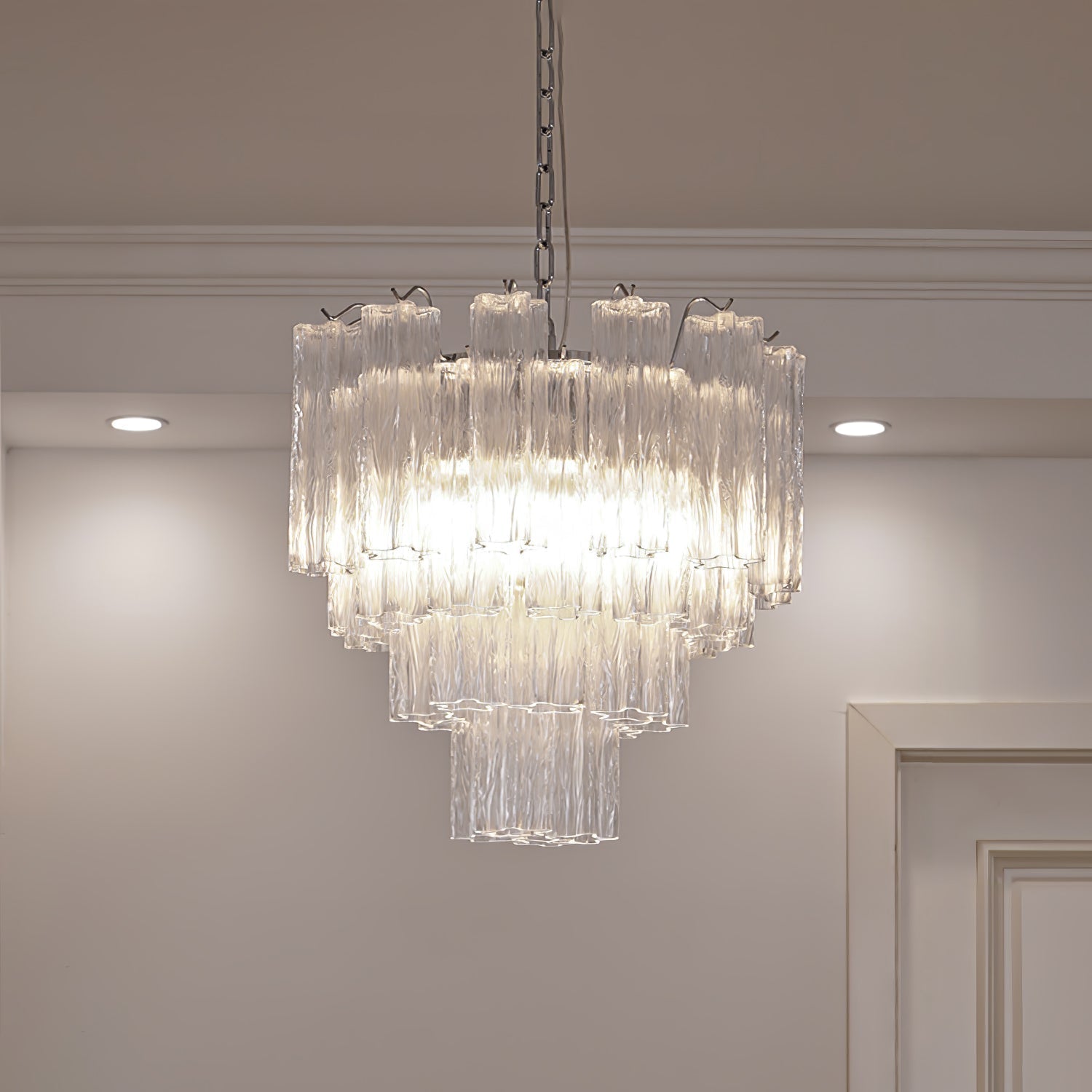 Aurora Chandelier White Layered Tube - Letslighting