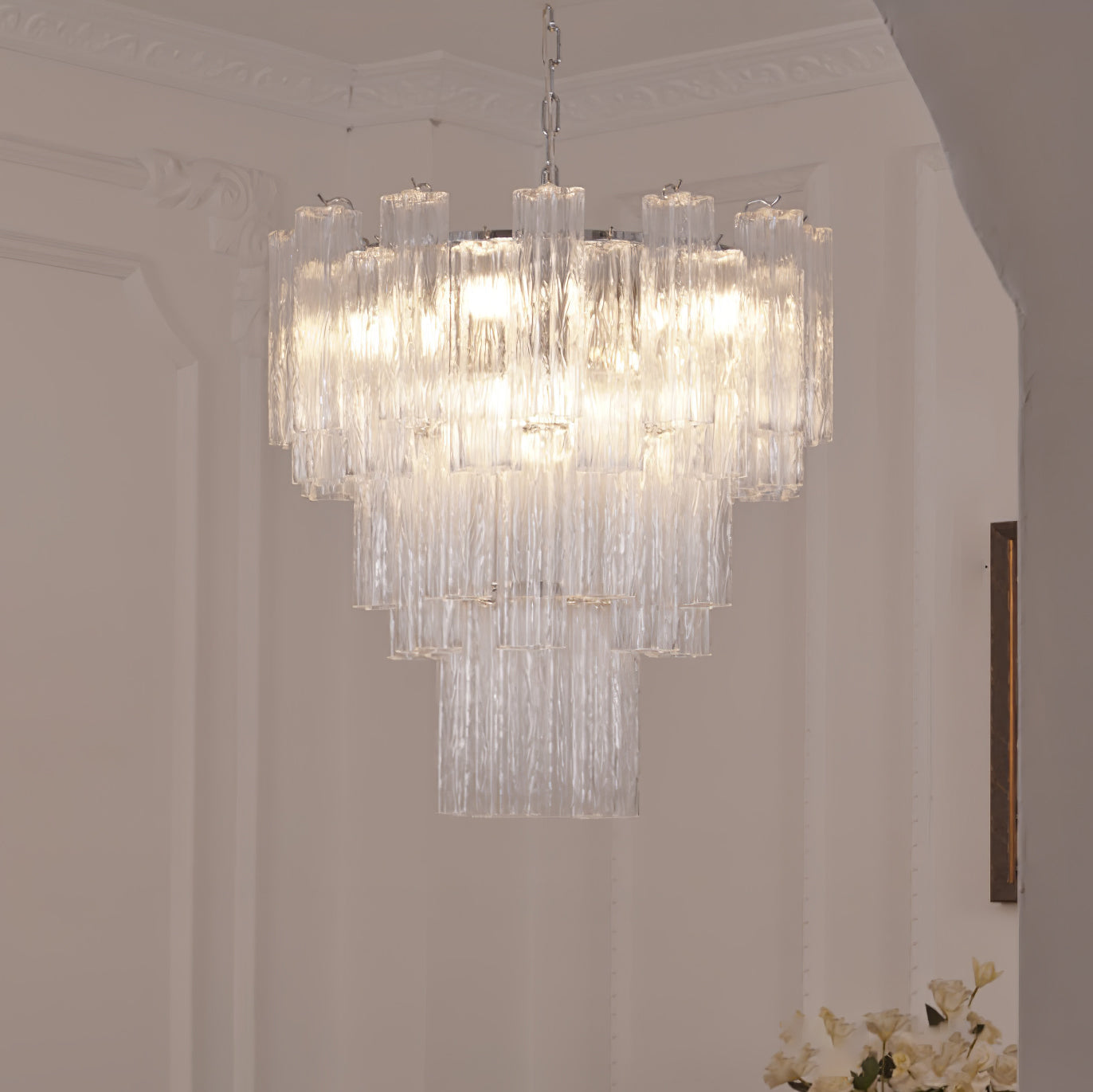 Aurora Chandelier White Layered Tube - Letslighting