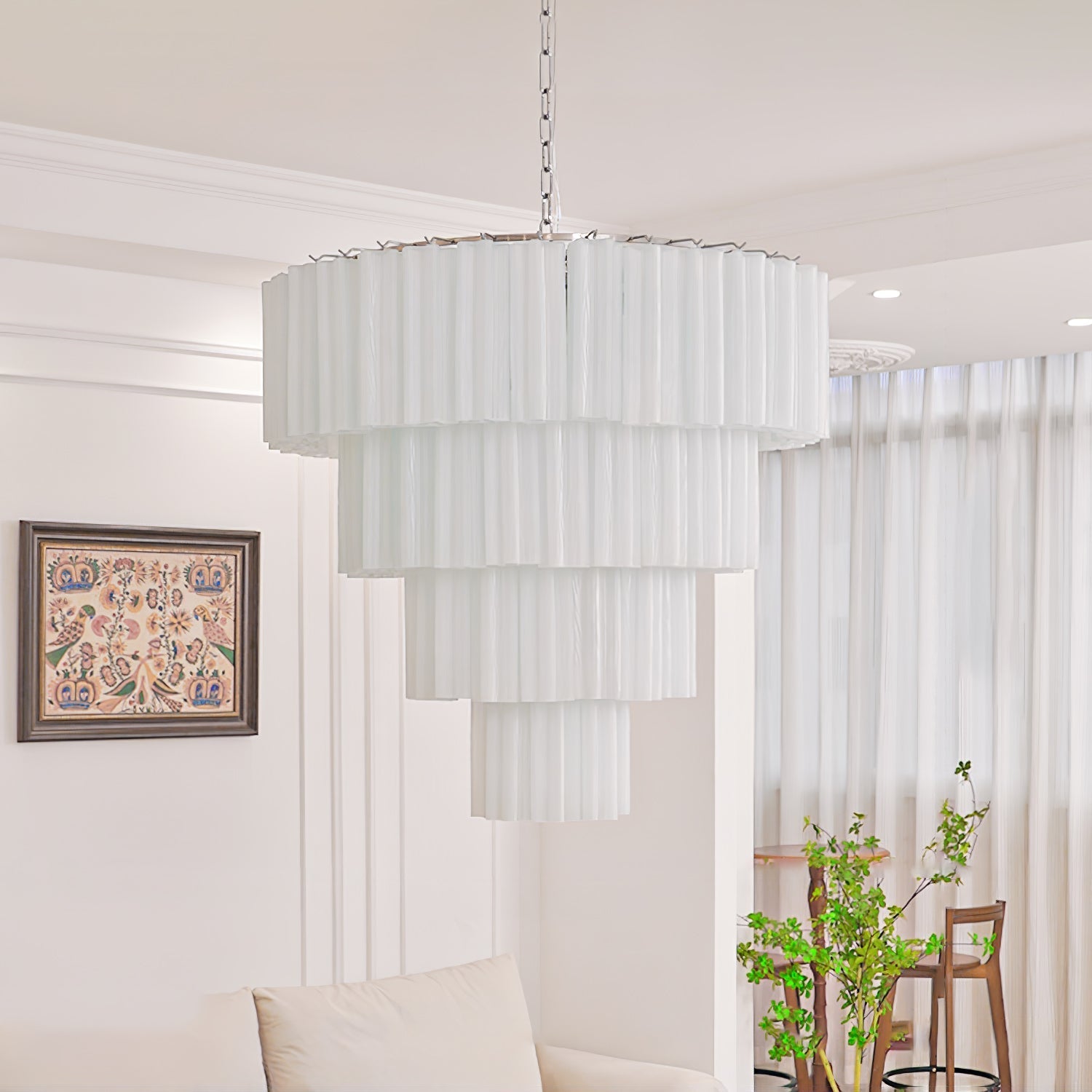Aurora Chandelier White Layered Tube - Letslighting