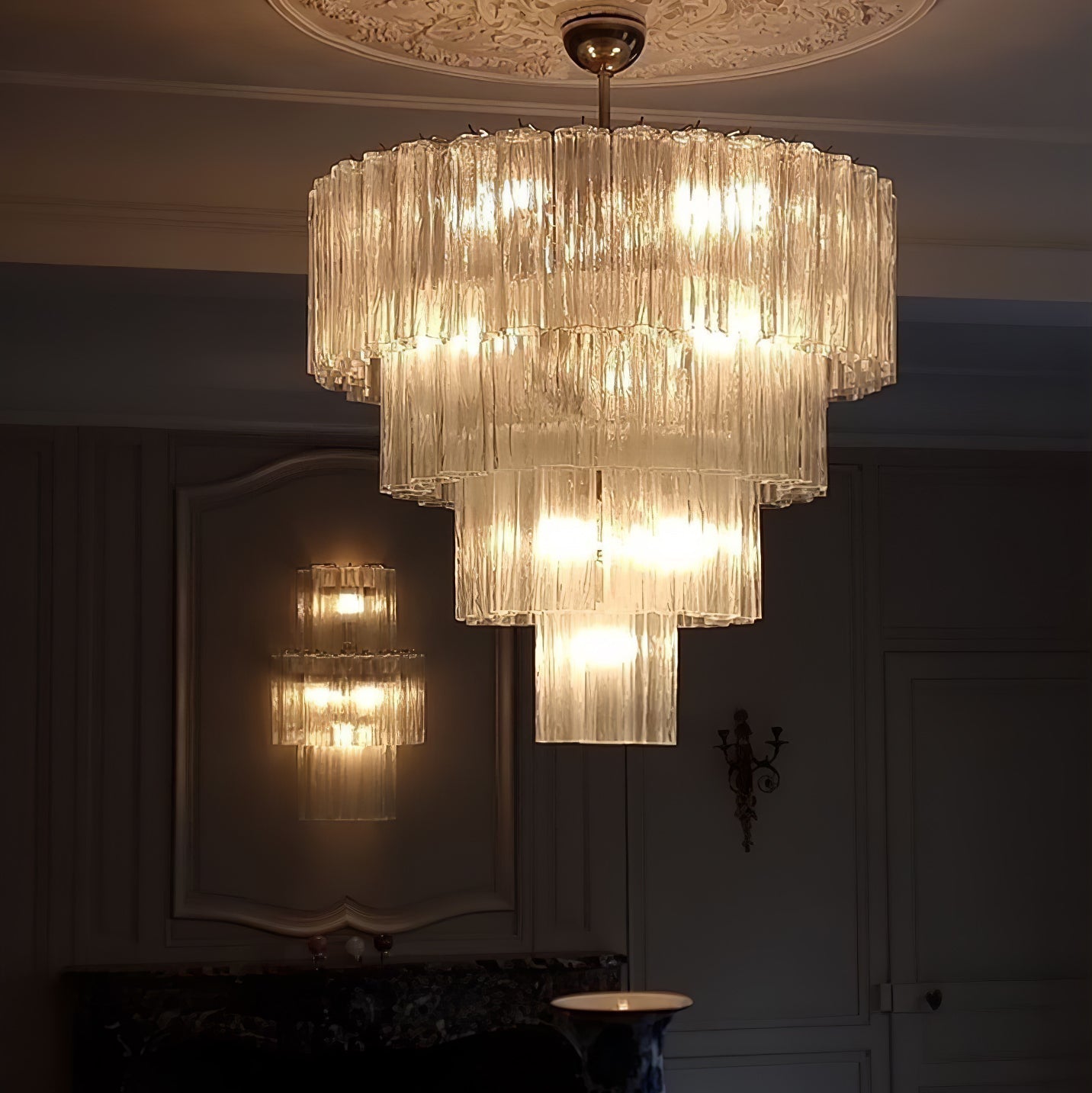 Aurora Chandelier White Layered Tube - Letslighting