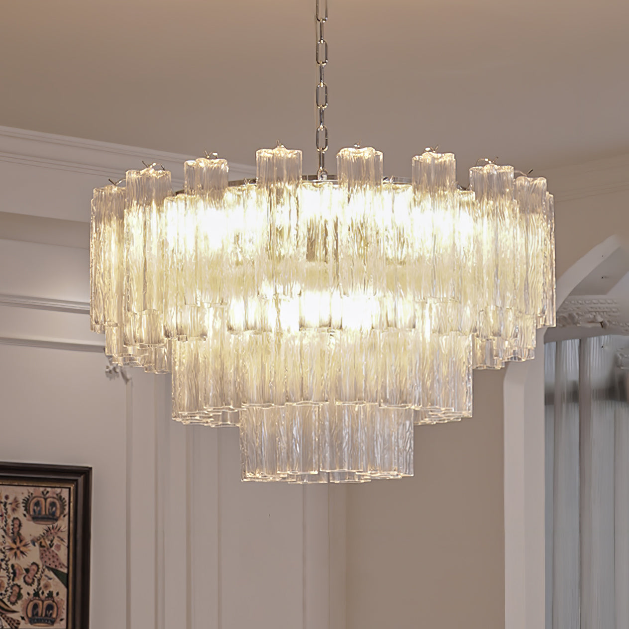 Aurora Chandelier White Layered Tube - Letslighting