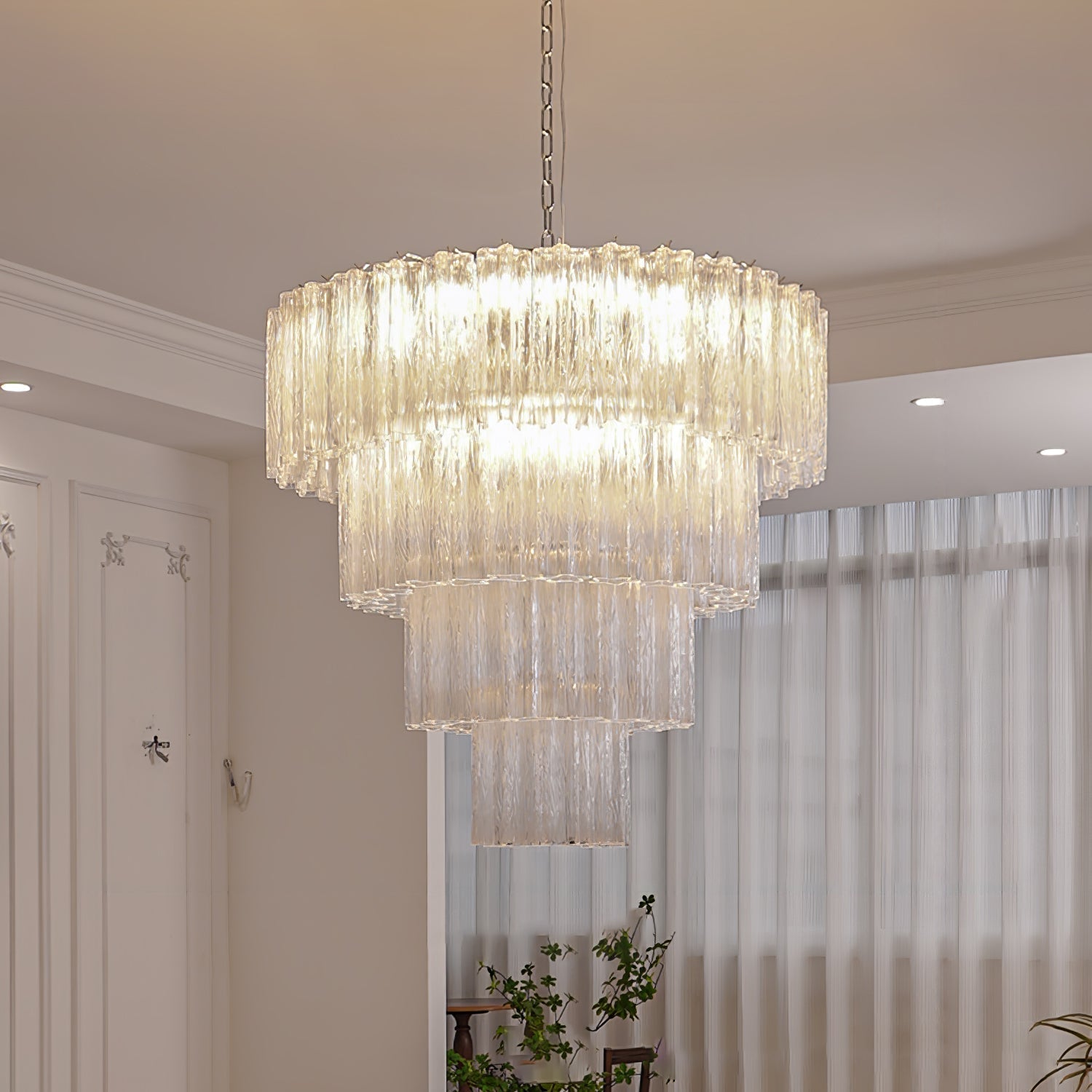Aurora Chandelier White Layered Tube - Letslighting