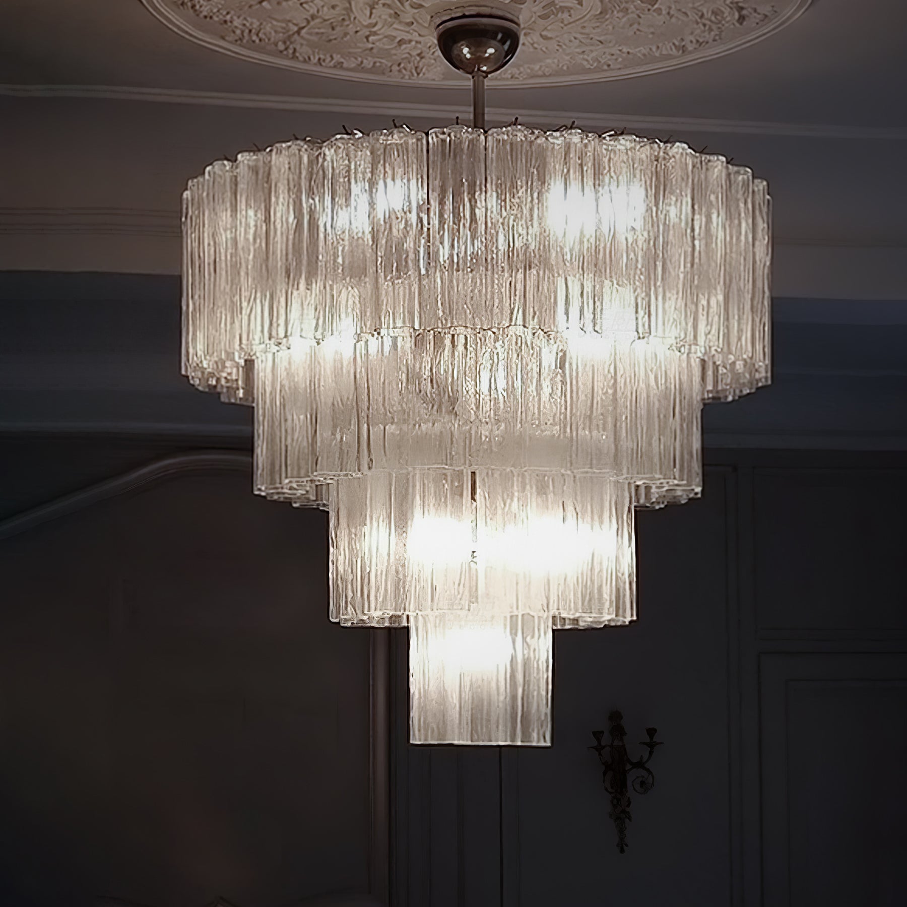 Aurora Chandelier White Layered Tube - Letslighting