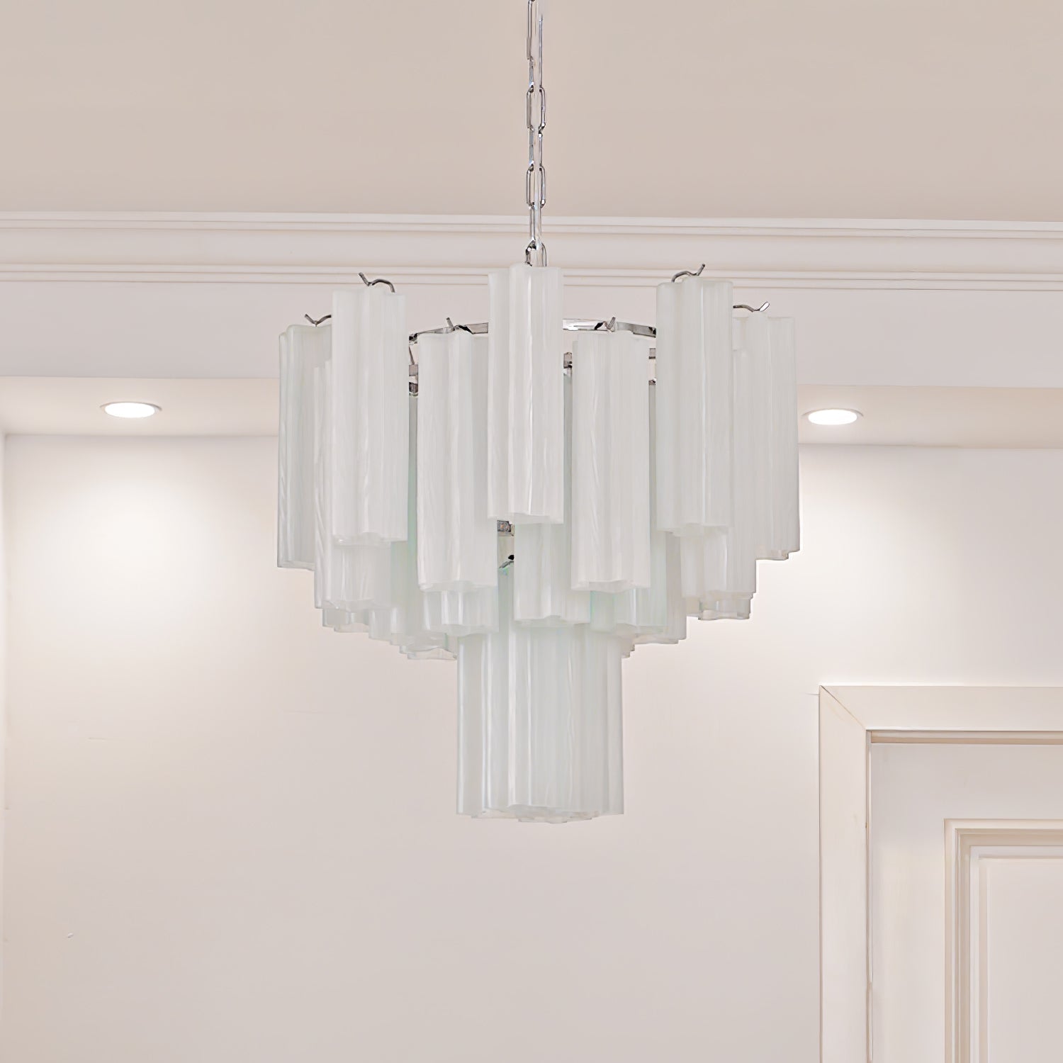 Aurora Chandelier White Layered Tube - Letslighting