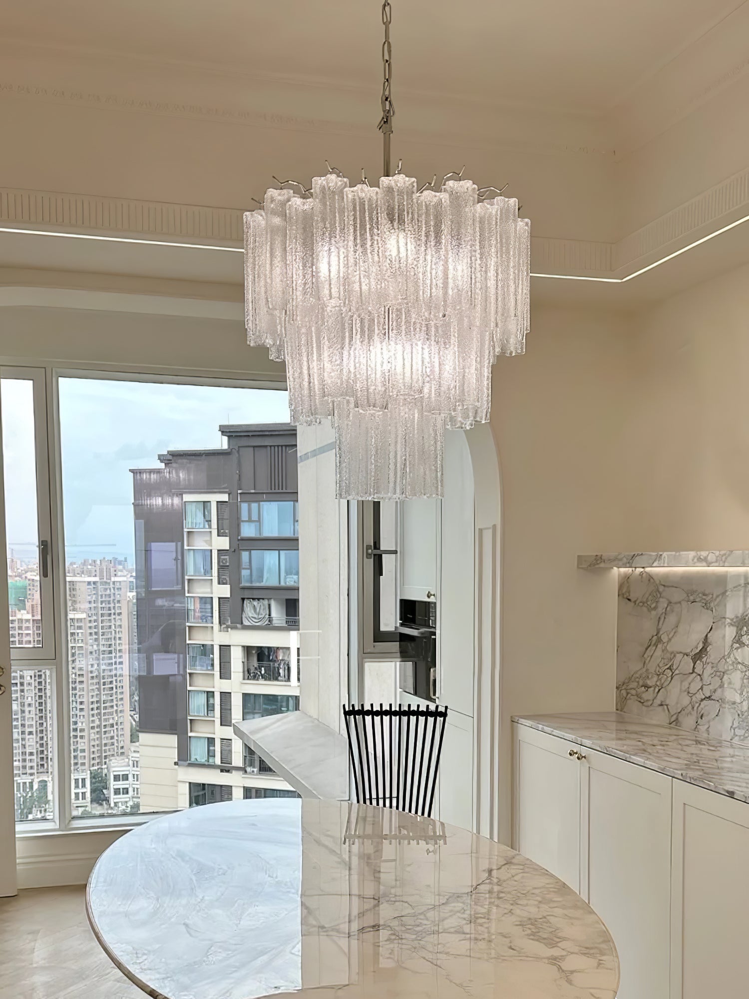 Aurora Chandelier White Layered Tube - Letslighting