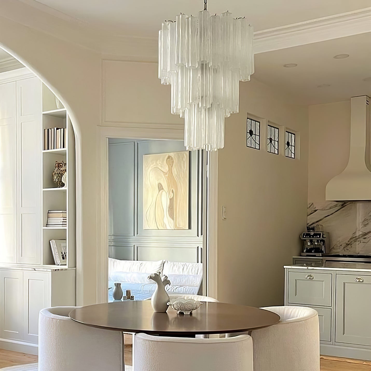 Aurora Chandelier White Layered Tube - Letslighting