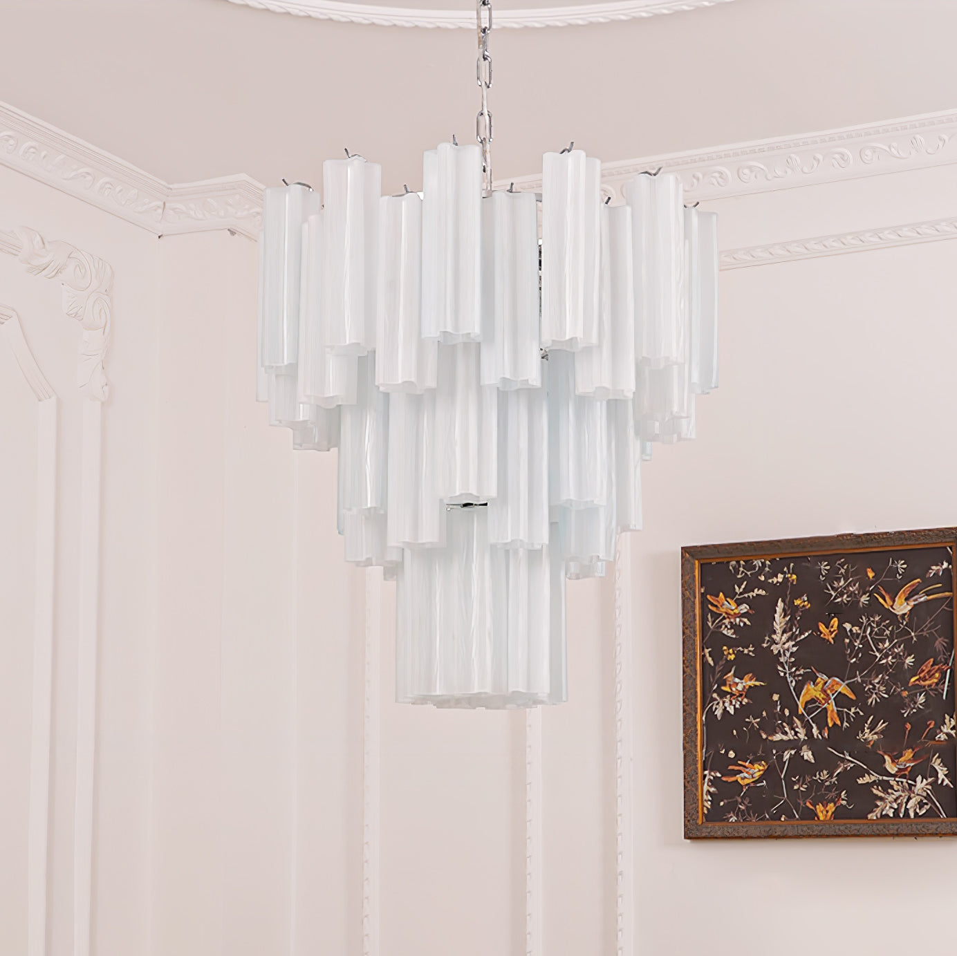 Aurora Chandelier White Layered Tube - Letslighting