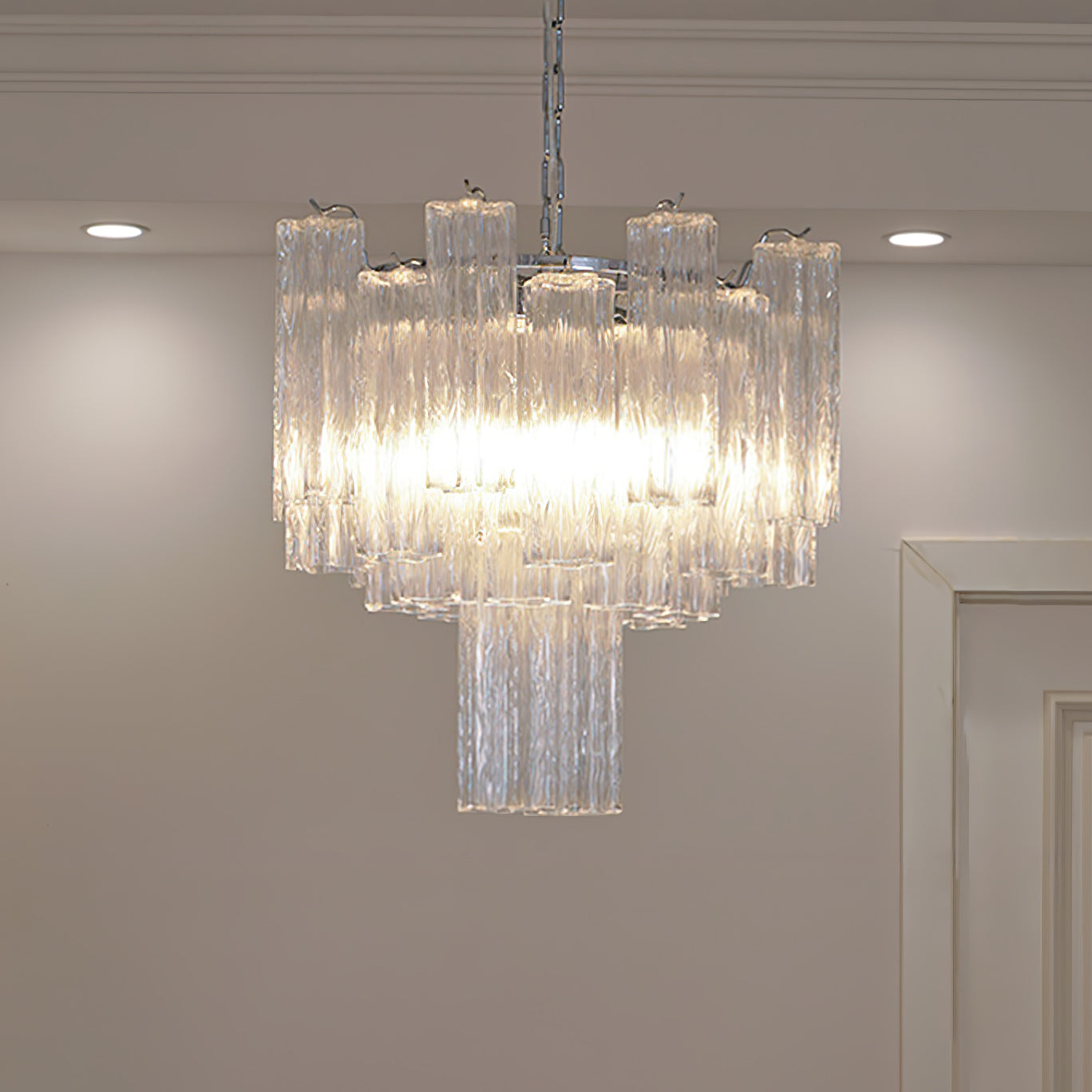 Aurora Chandelier White Layered Tube - Letslighting
