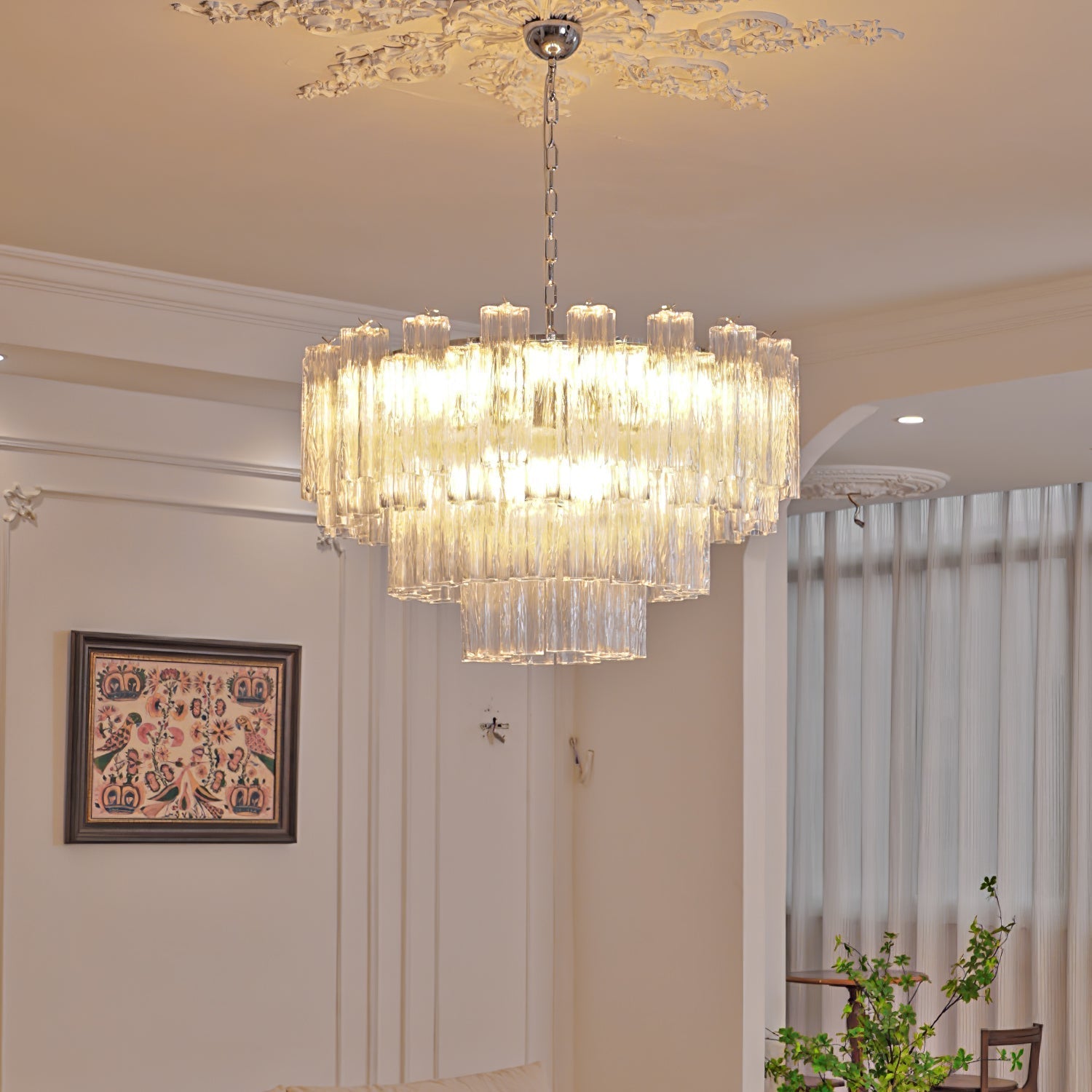 Aurora Chandelier White Layered Tube - Letslighting