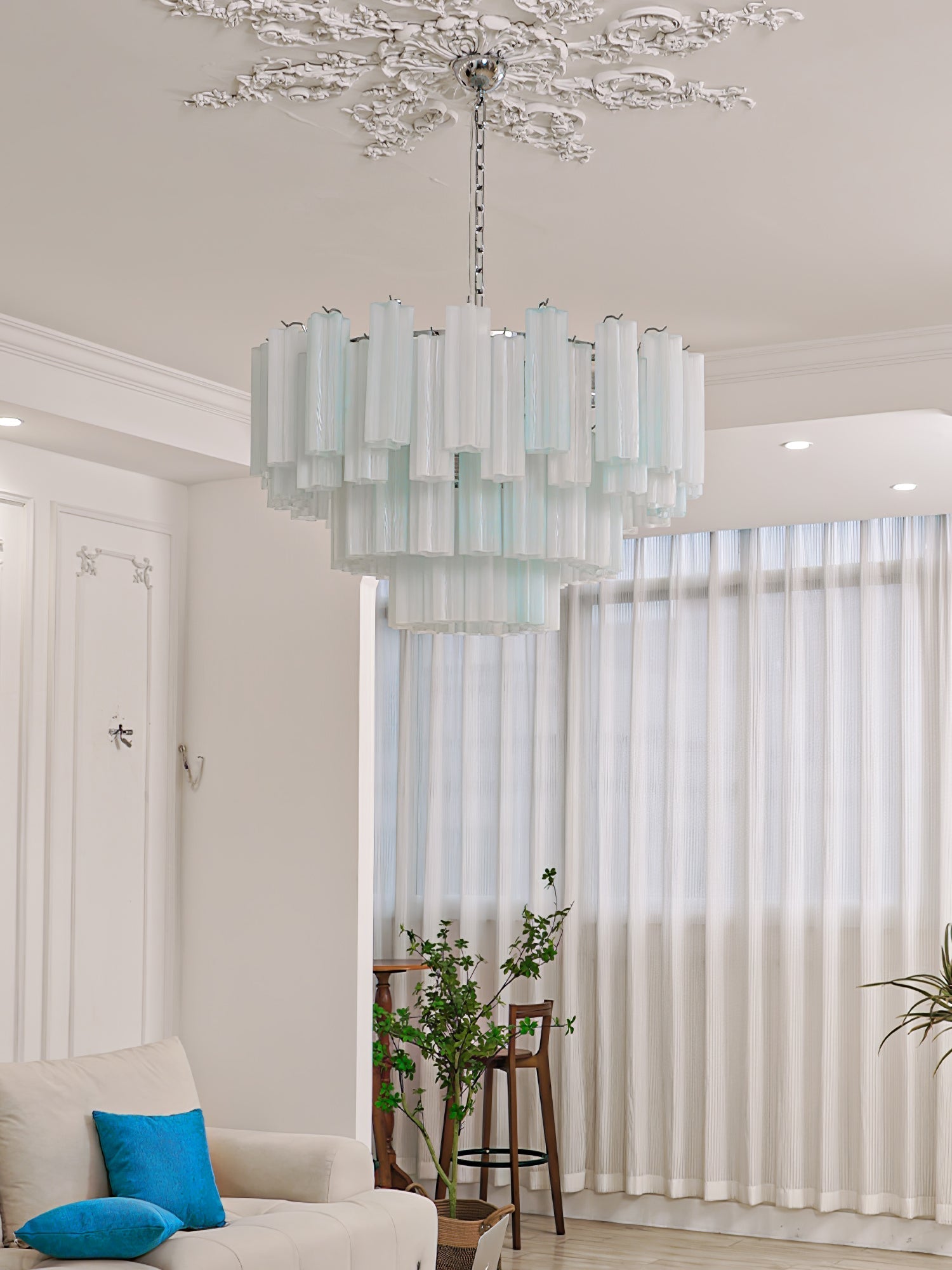 Aurora Chandelier White Layered Tube - Letslighting