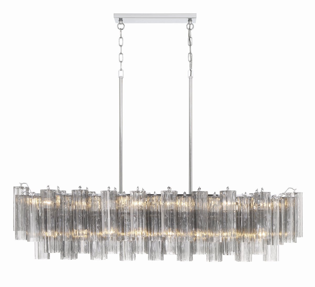 Aurora Linear Chandelier Glass Tube Tiered Amber