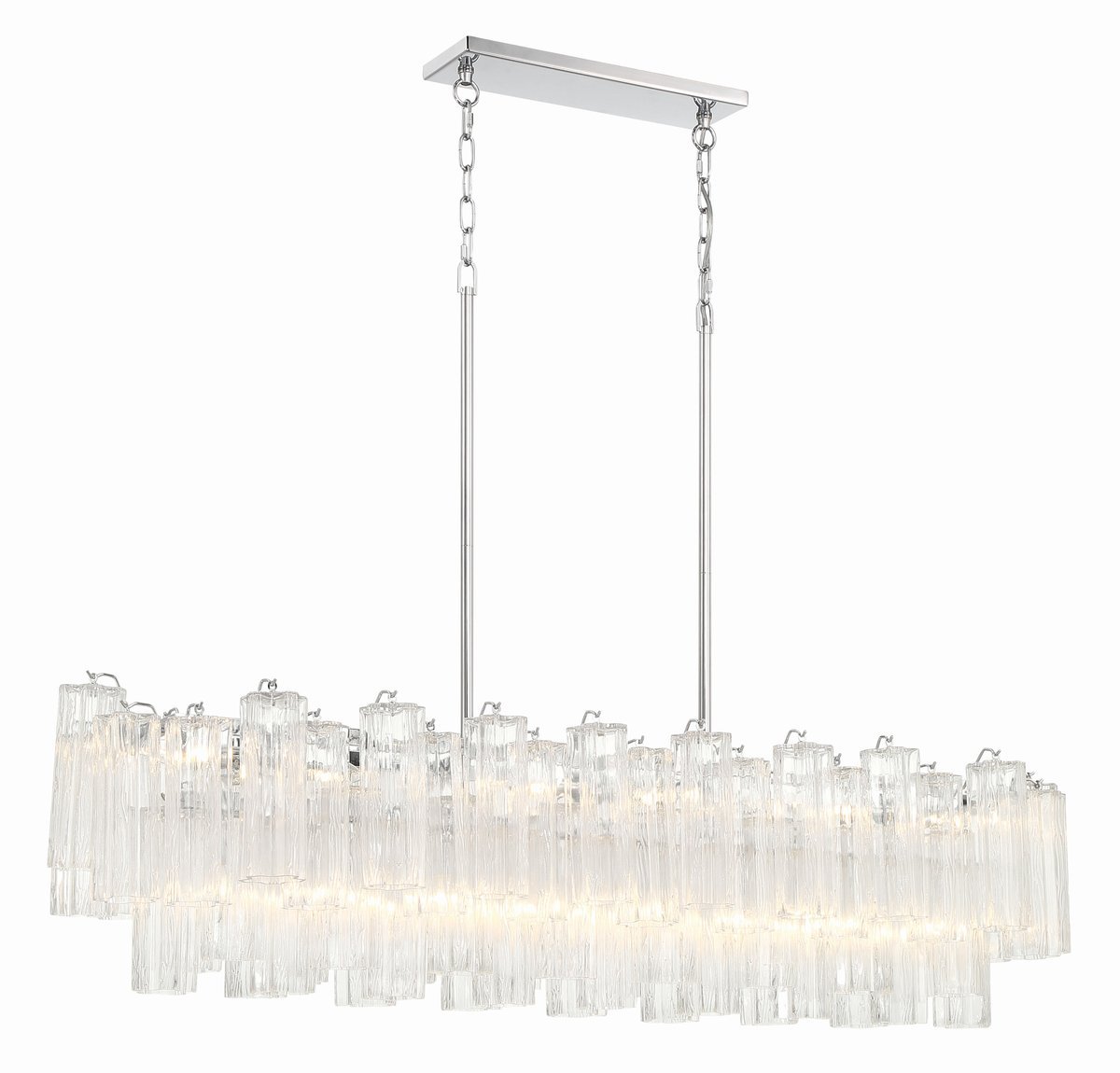 Aurora Linear Chandelier Glass Tube Tiered Amber