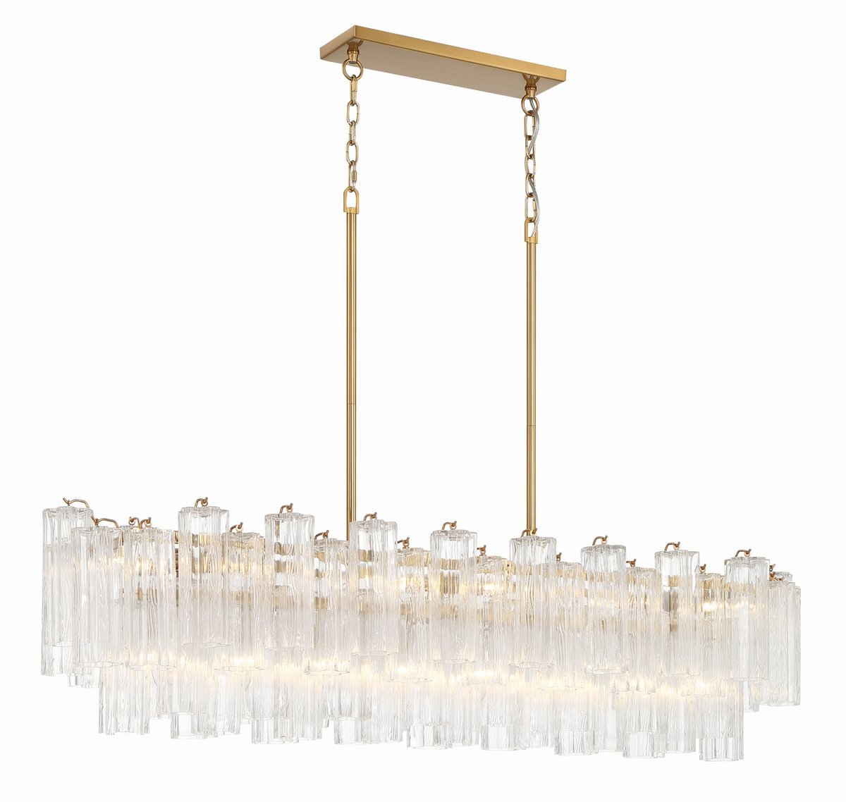 Aurora Linear Chandelier Glass Tube Tiered Amber