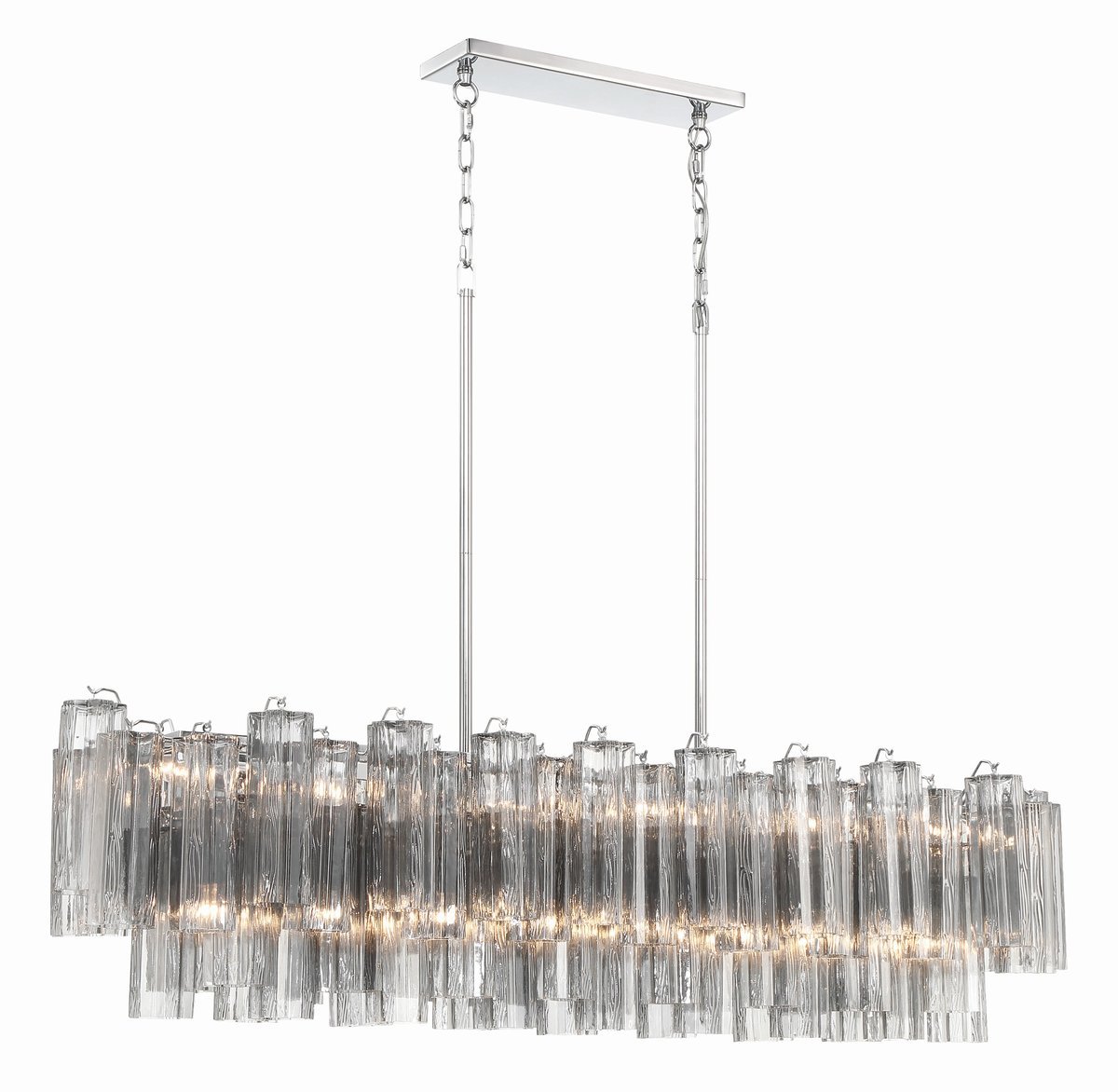 Aurora Linear Chandelier Glass Tube Tiered Amber