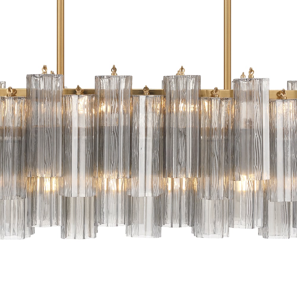 Aurora Linear Chandelier Glass Tube Tiered Amber