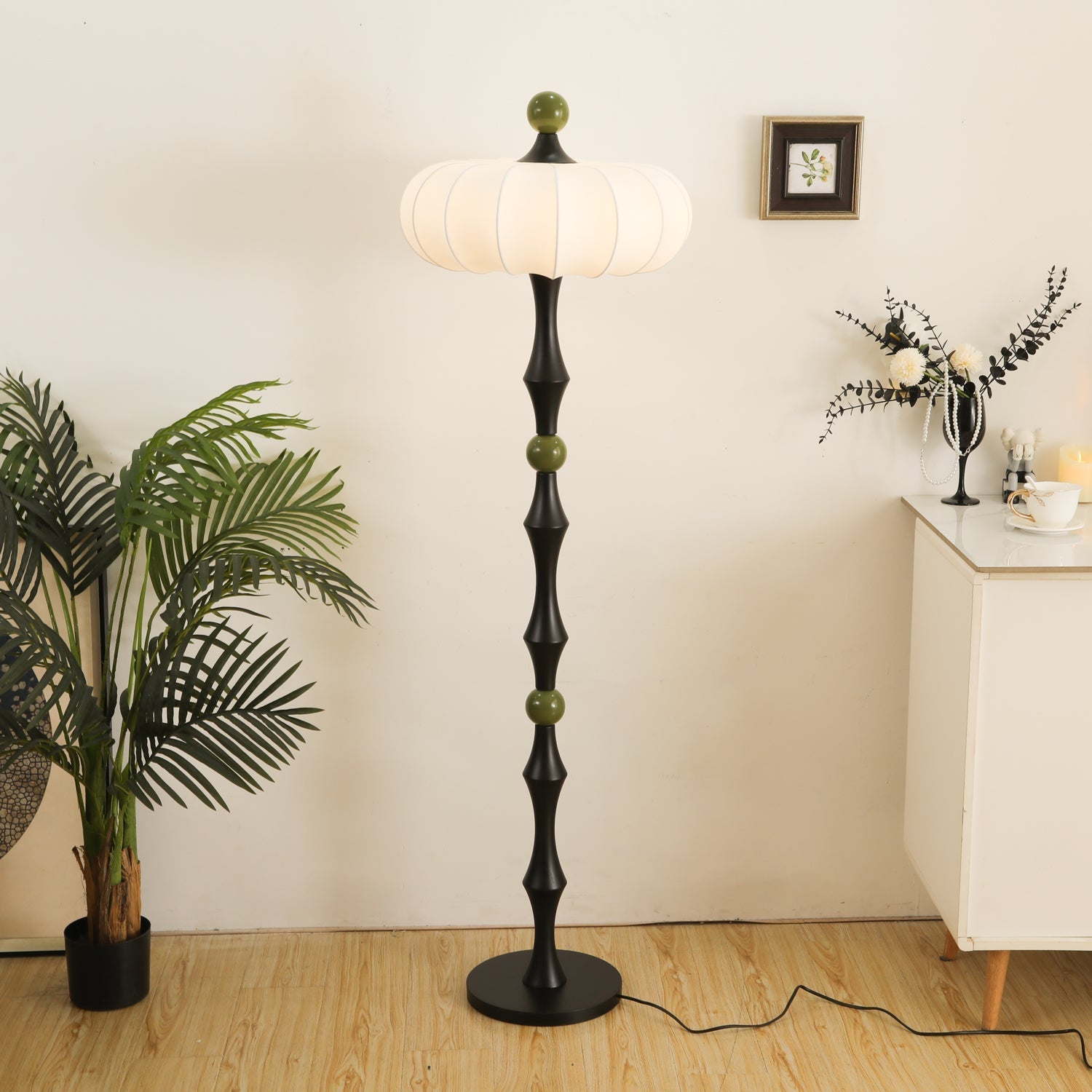 Thira Wood Silk Floor Lamp - Letslighting
