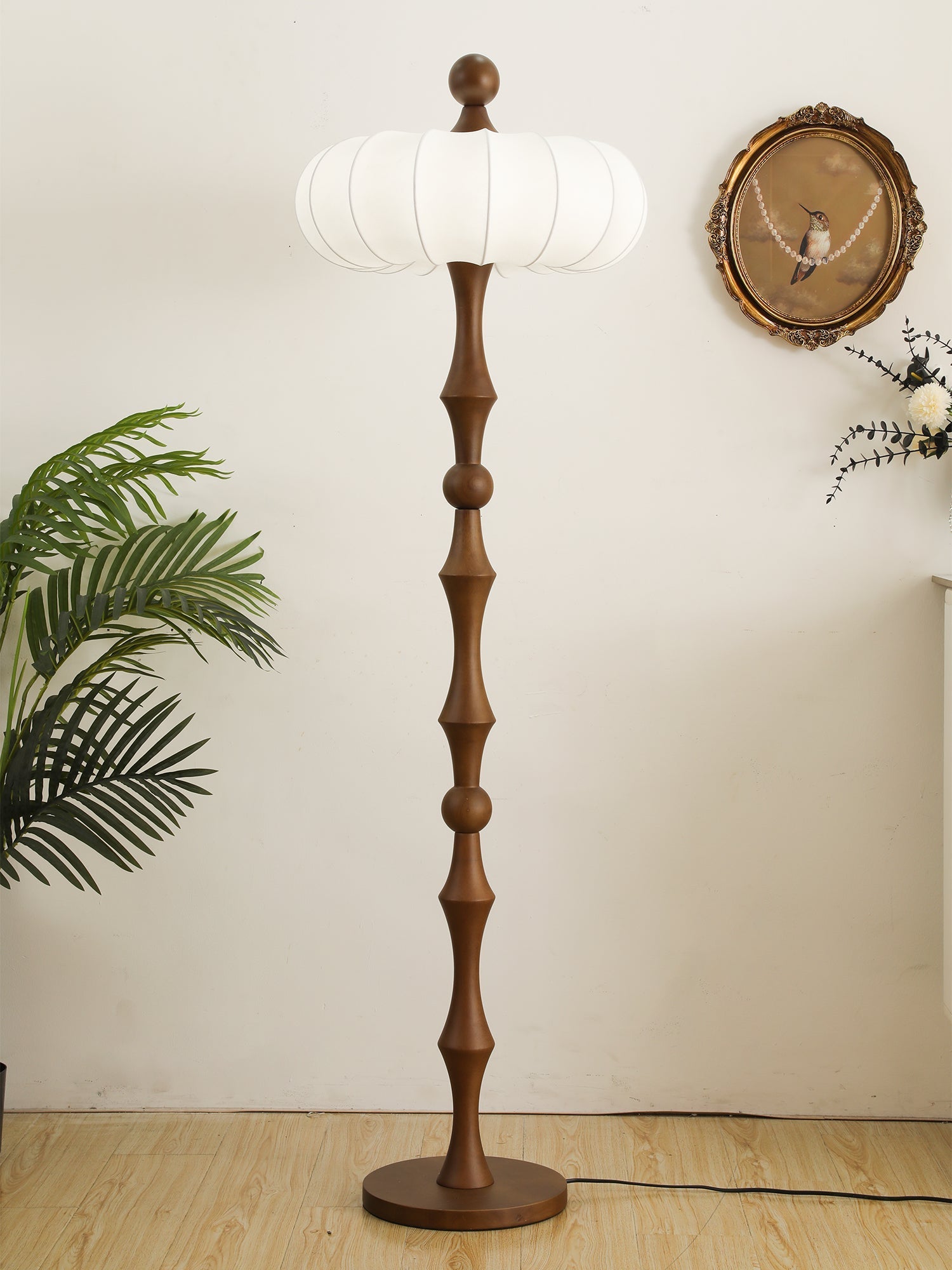 Thira Wood Silk Floor Lamp - Letslighting