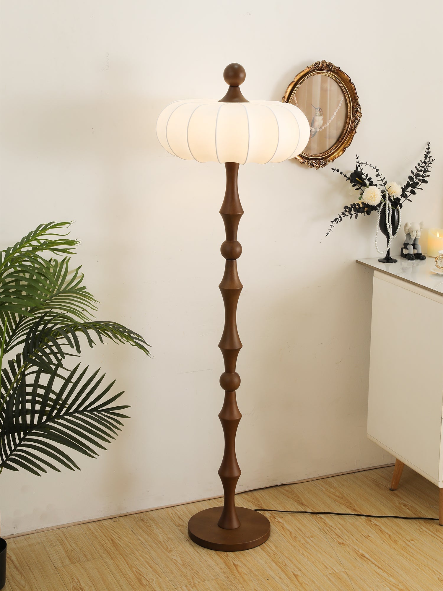 Thira Wood Silk Floor Lamp - Letslighting
