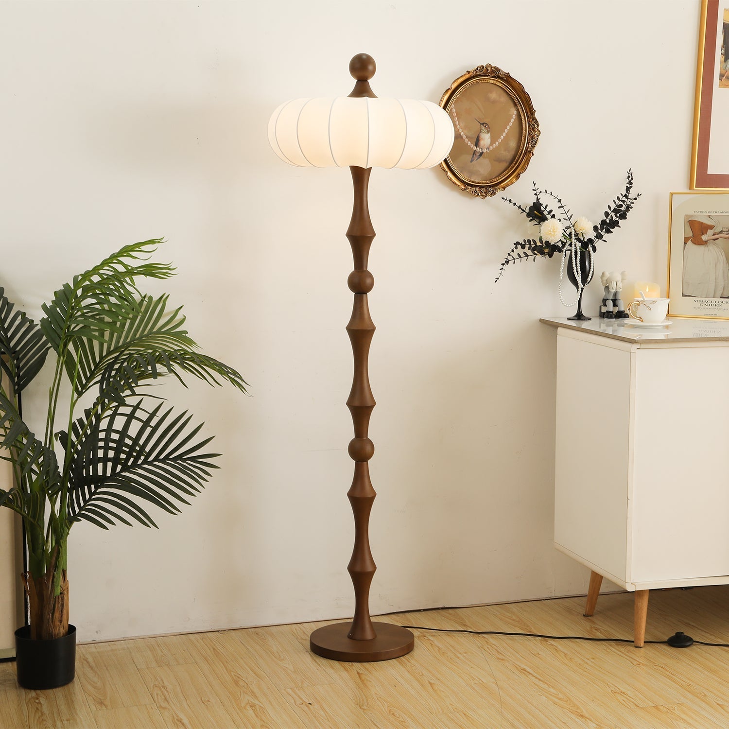Thira Wood Silk Floor Lamp - Letslighting