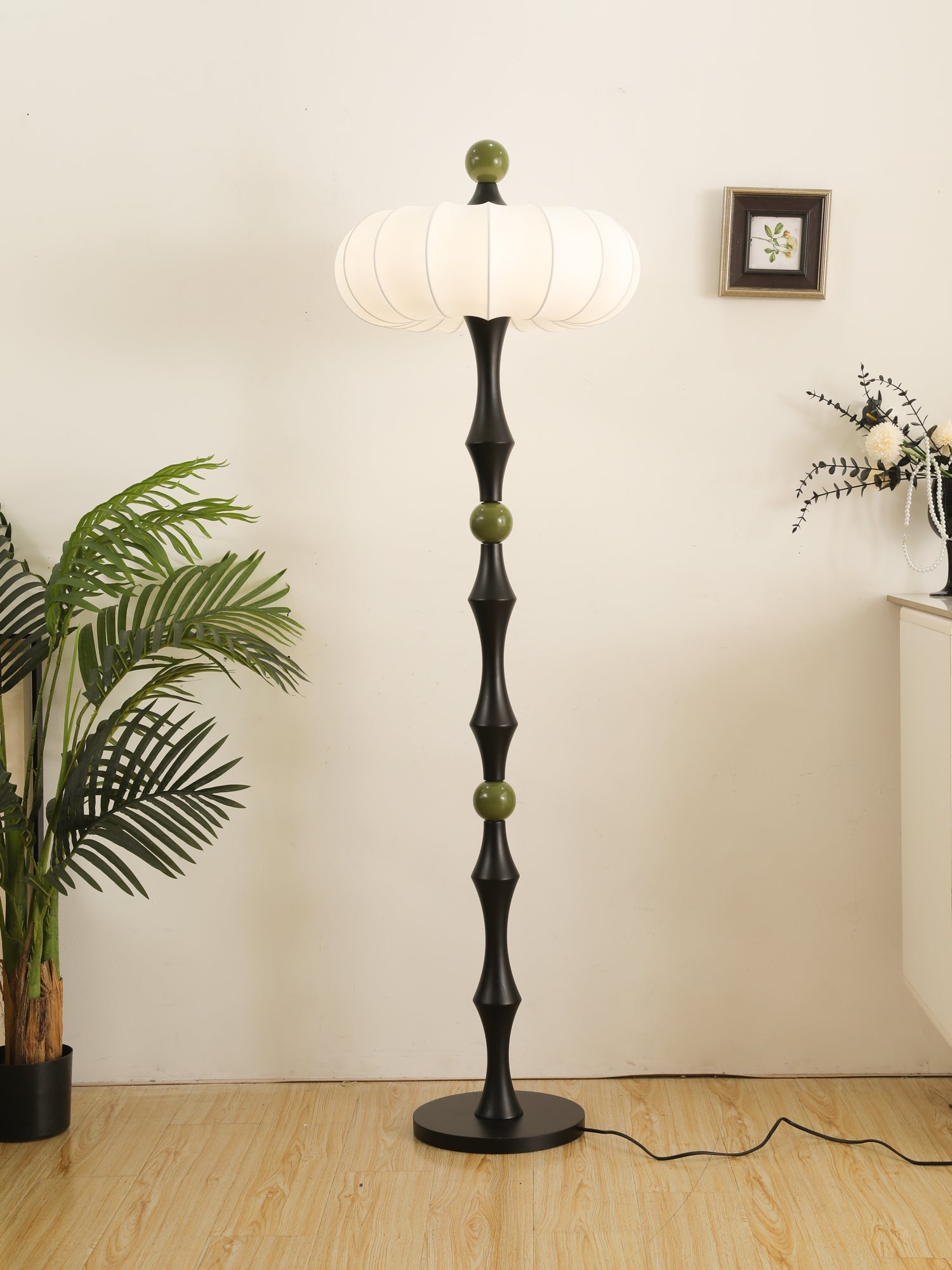 Thira Wood Silk Floor Lamp - Letslighting