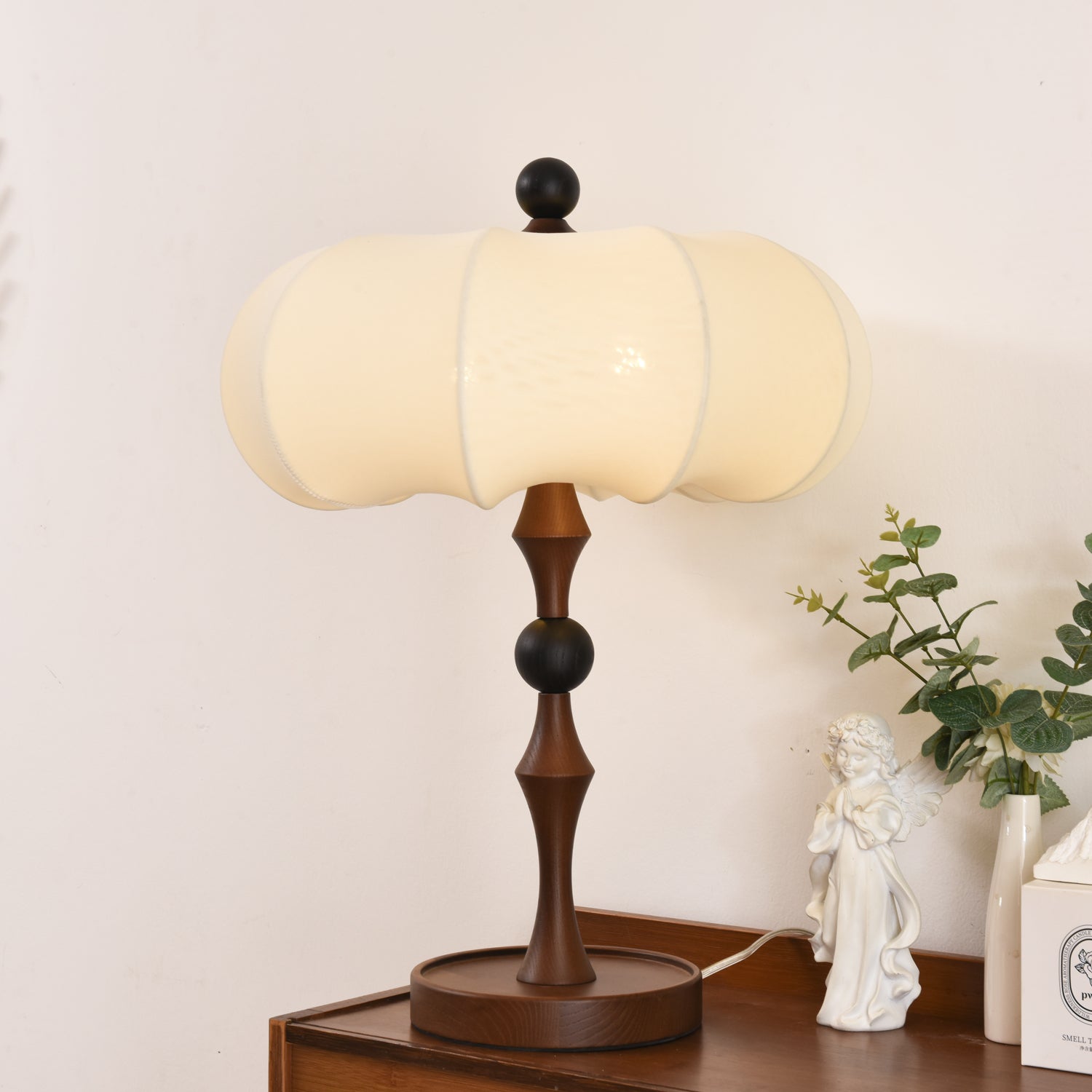 Lumae Wood & Fabric Retro Table Lamp - Letslighting