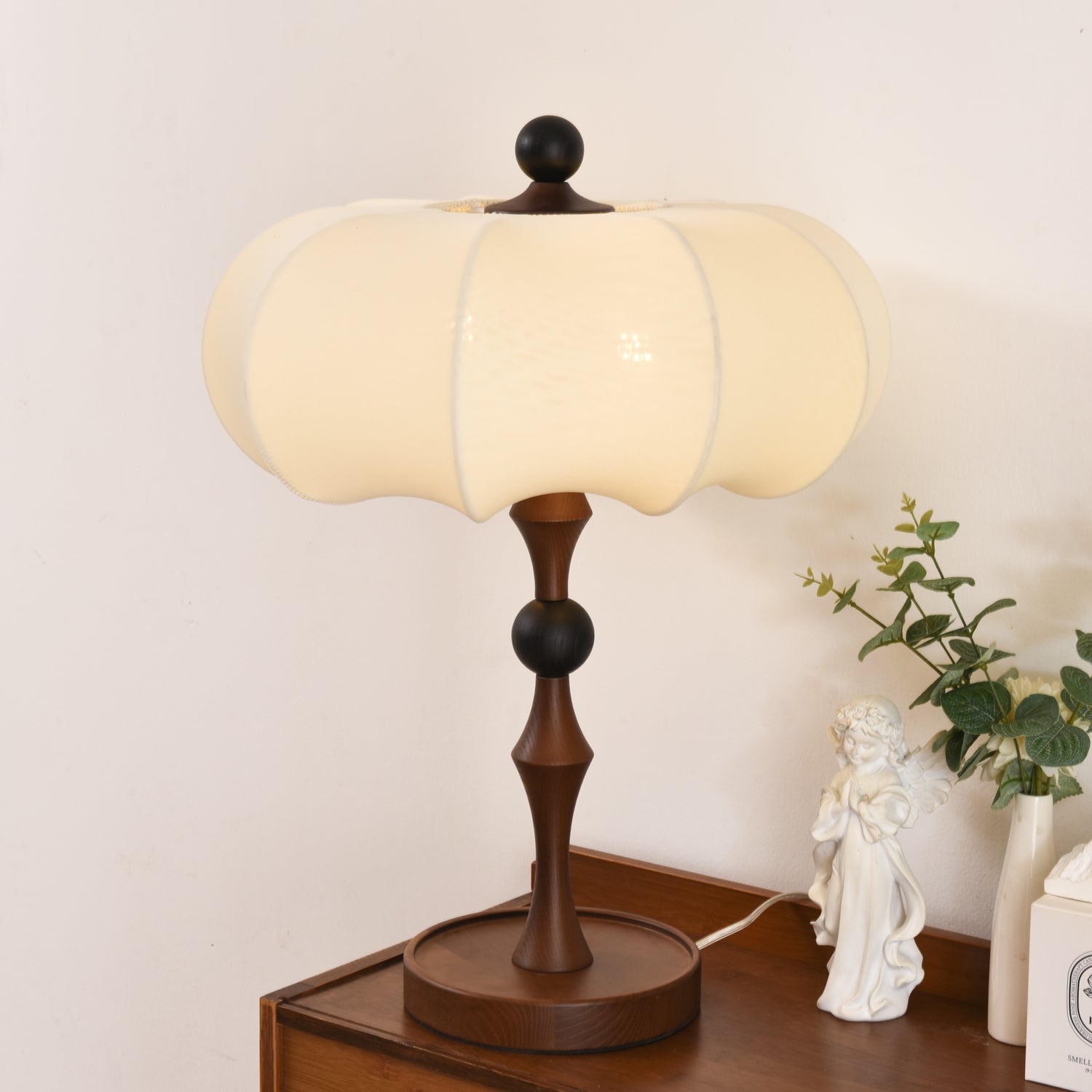 Lumae Wood & Fabric Retro Table Lamp - Letslighting