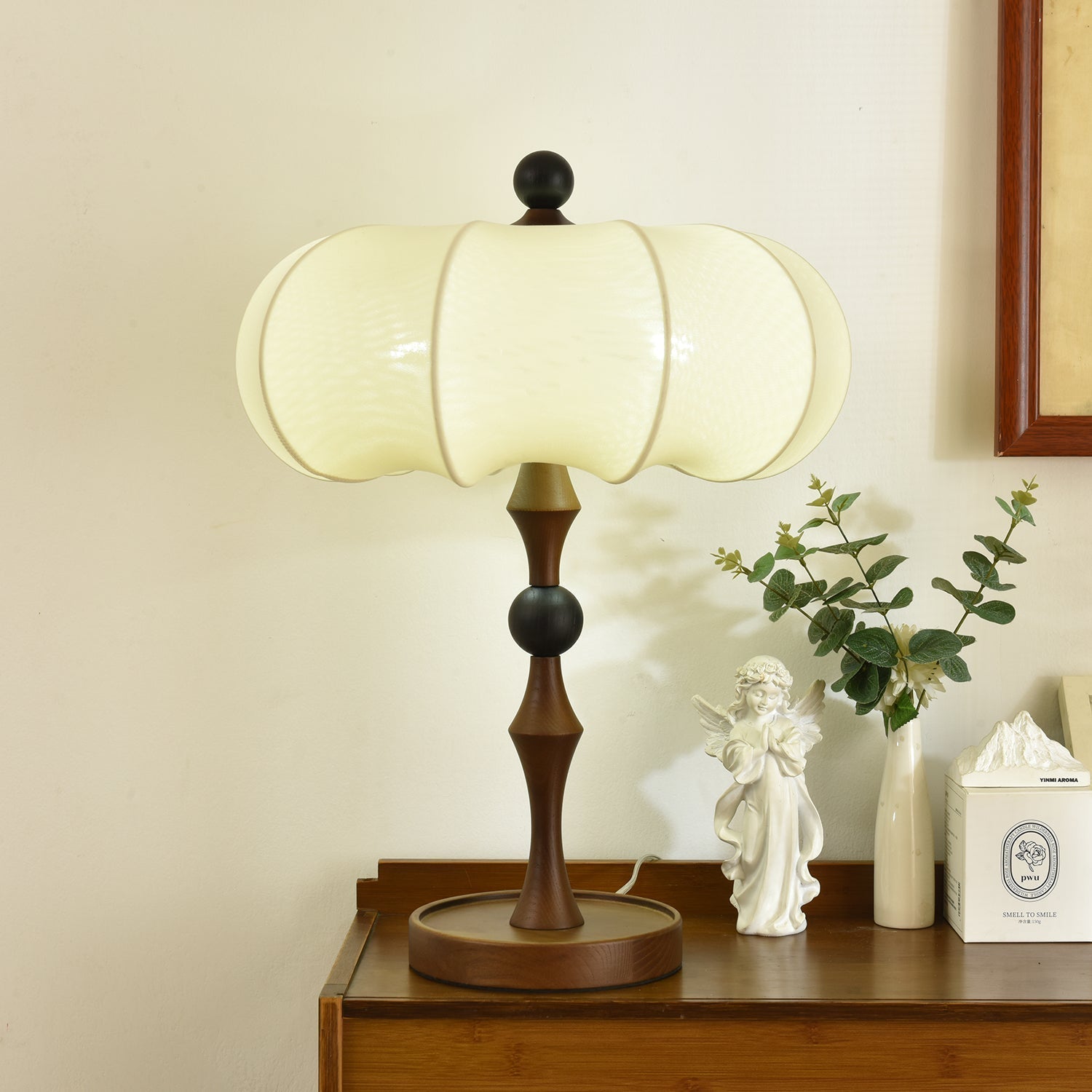 Lumae Wood & Fabric Retro Table Lamp - Letslighting