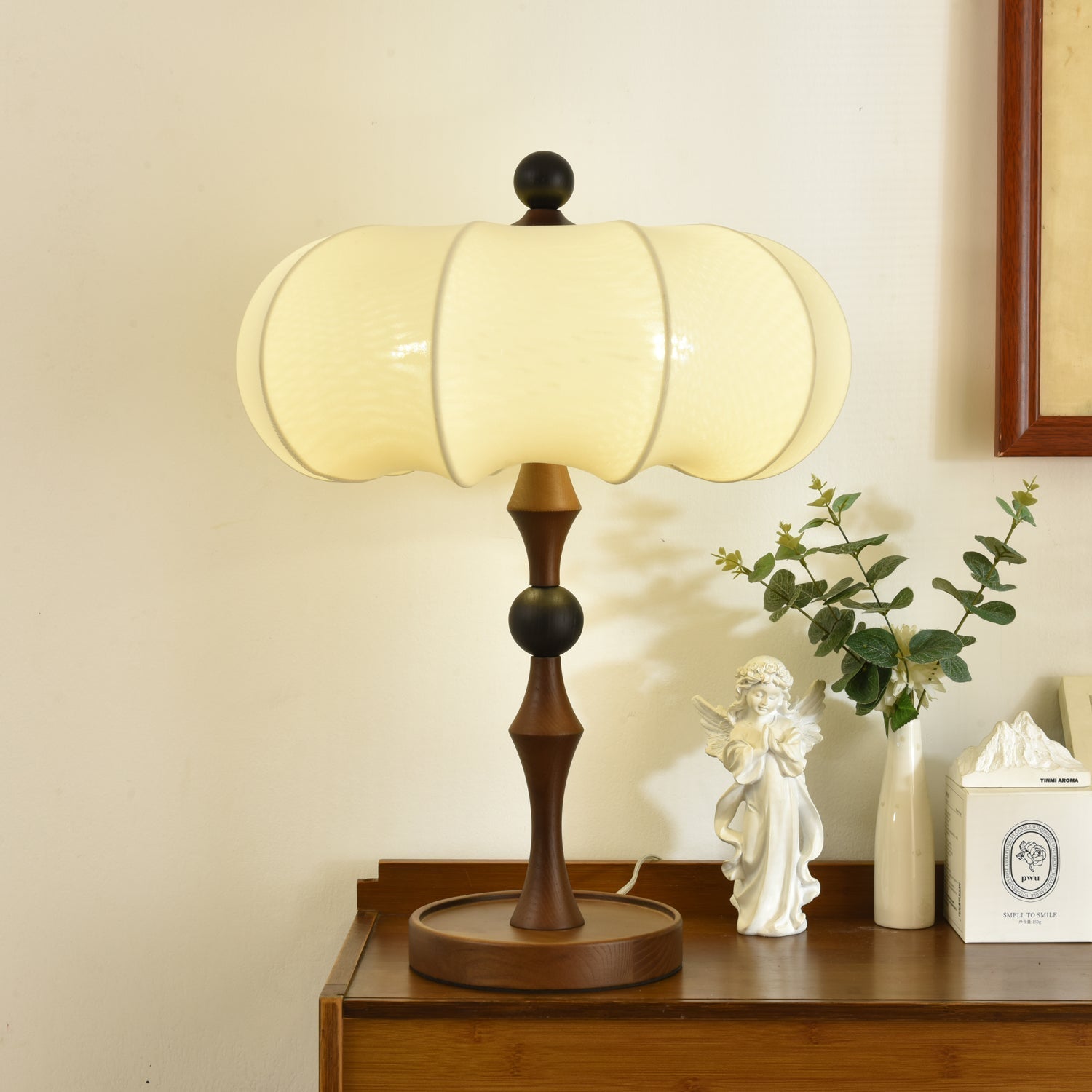 Lumae Wood & Fabric Retro Table Lamp - Letslighting