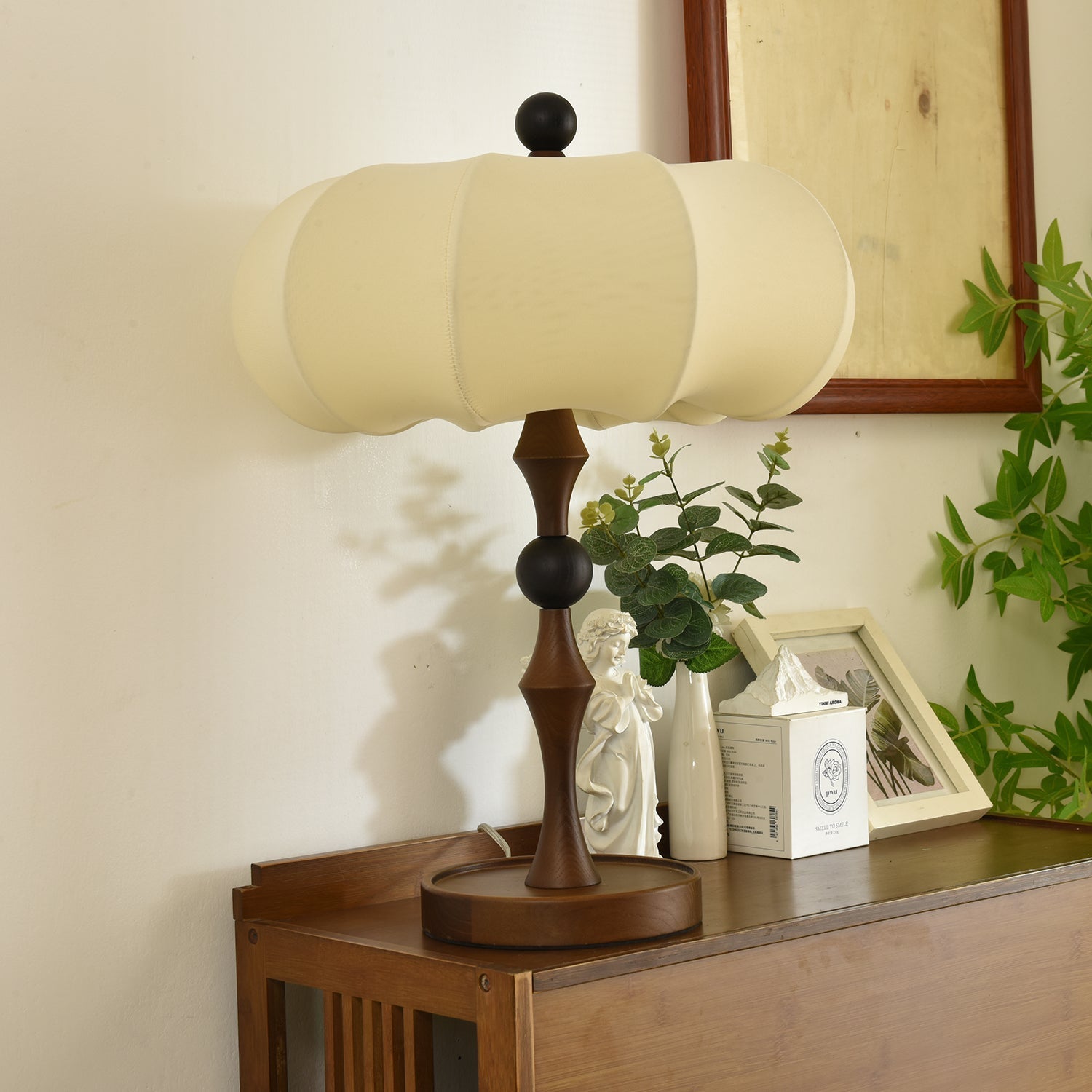 Lumae Wood & Fabric Retro Table Lamp - Letslighting