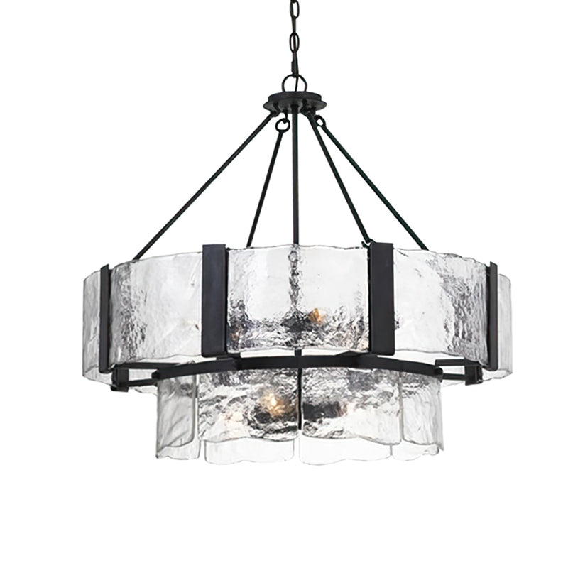 Chandelier Double Layer Textured Glass Modern - Letslighting