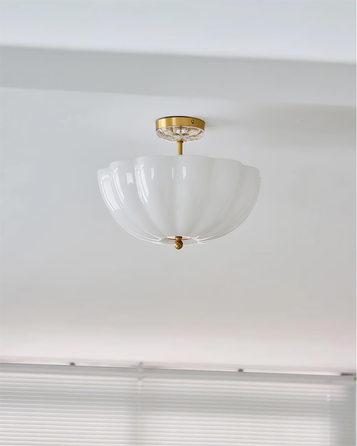 Ceiling Light Brass and Glass with Elegant Petal Silhouette Modern - Letslighting