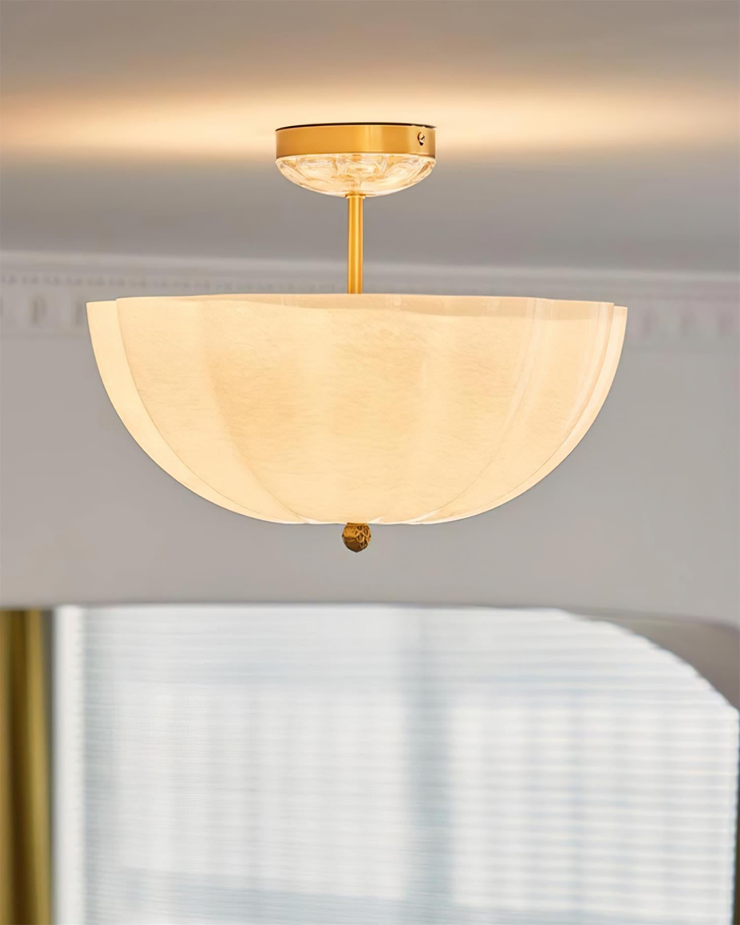 Ceiling Light Brass and Glass with Elegant Petal Silhouette Modern - Letslighting