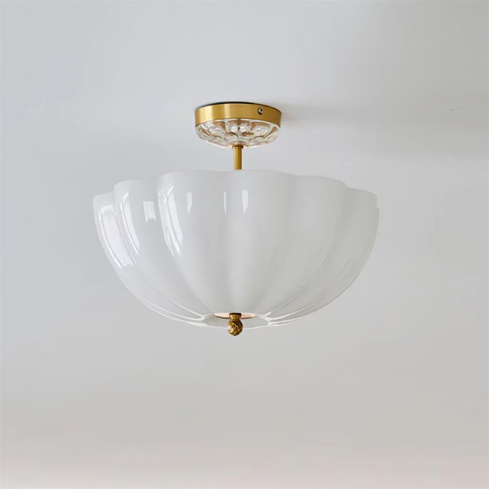 Ceiling Light Brass and Glass with Elegant Petal Silhouette Modern - Letslighting