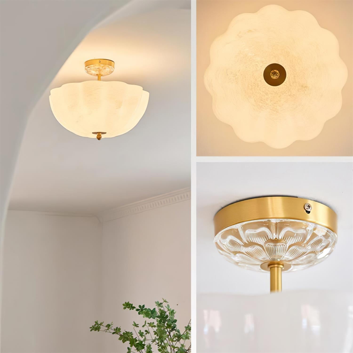 Ceiling Light Brass and Glass with Elegant Petal Silhouette Modern - Letslighting