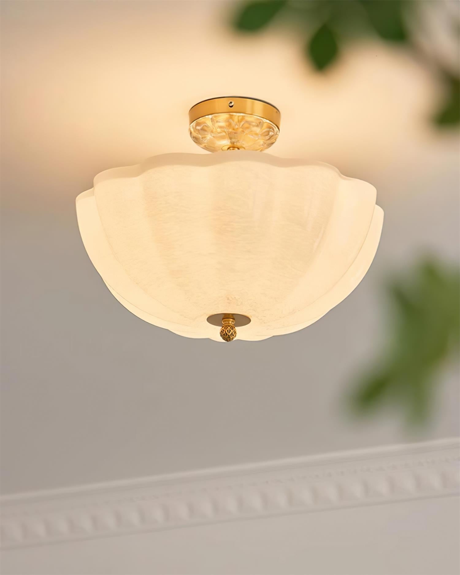 Ceiling Light Brass and Glass with Elegant Petal Silhouette Modern - Letslighting