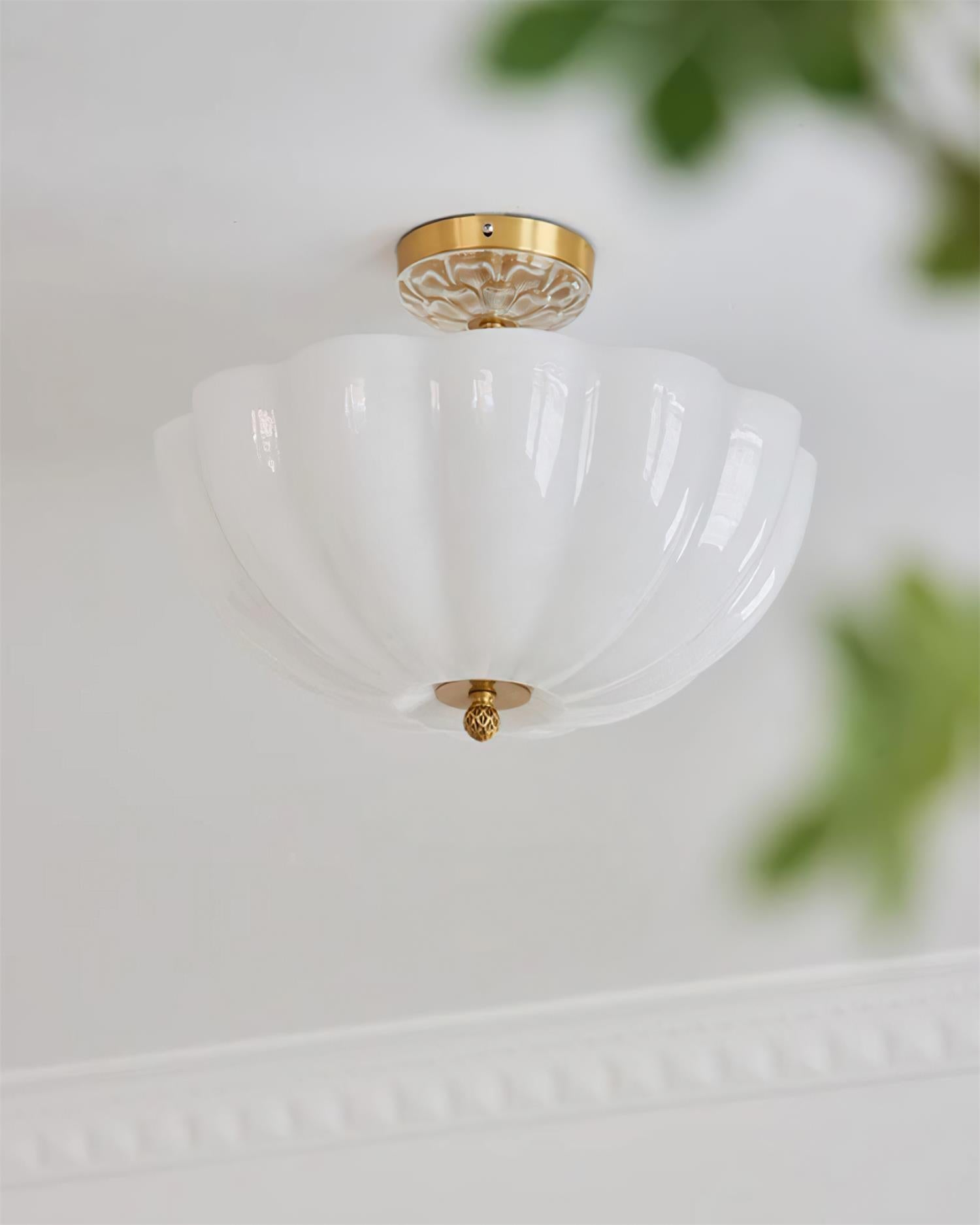 Ceiling Light Brass and Glass with Elegant Petal Silhouette Modern - Letslighting