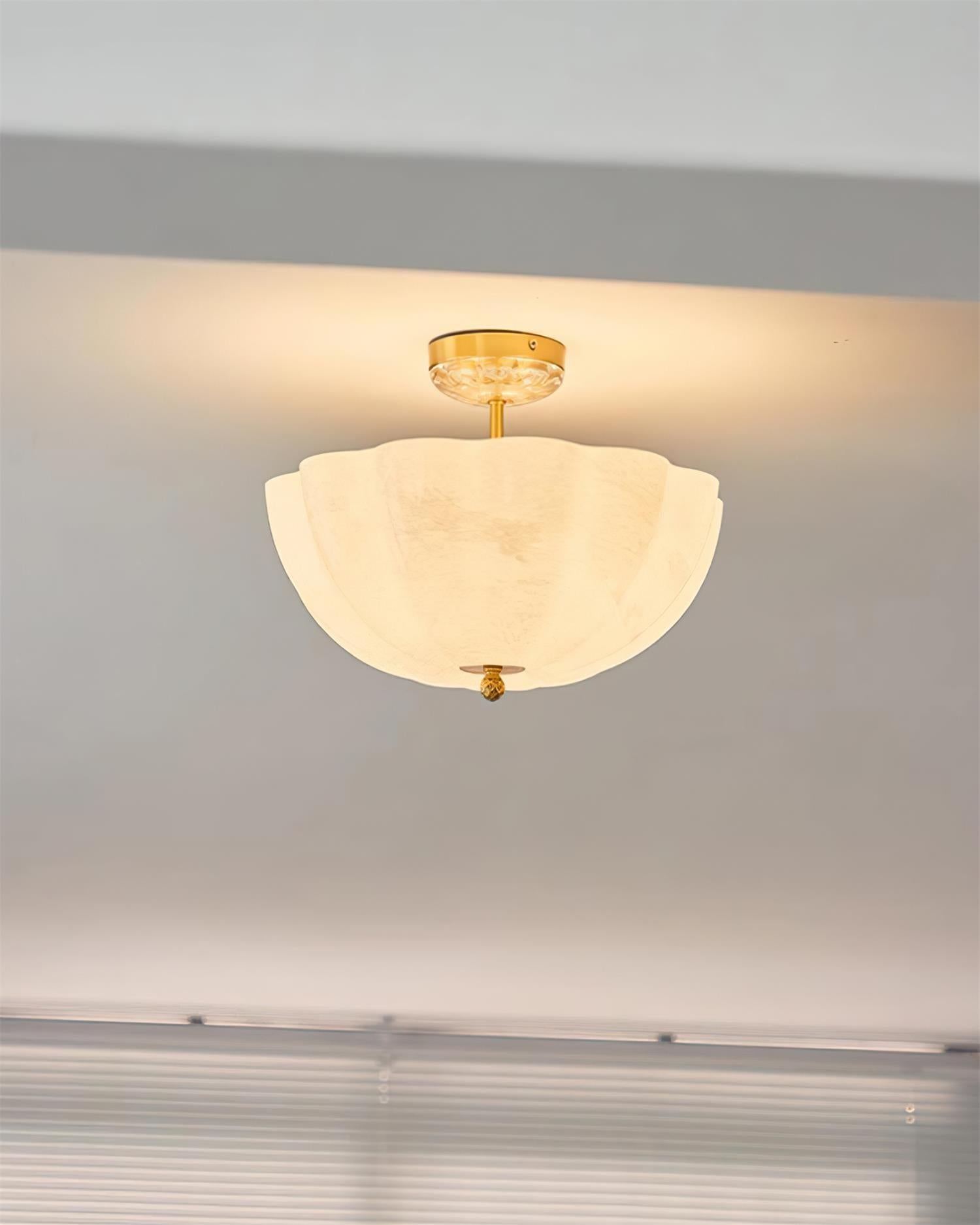 Ceiling Light Brass and Glass with Elegant Petal Silhouette Modern - Letslighting