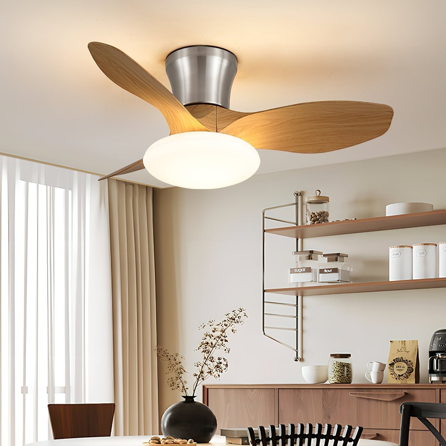 Velora Modern Wood Ceiling Fan Light - Letslighting
