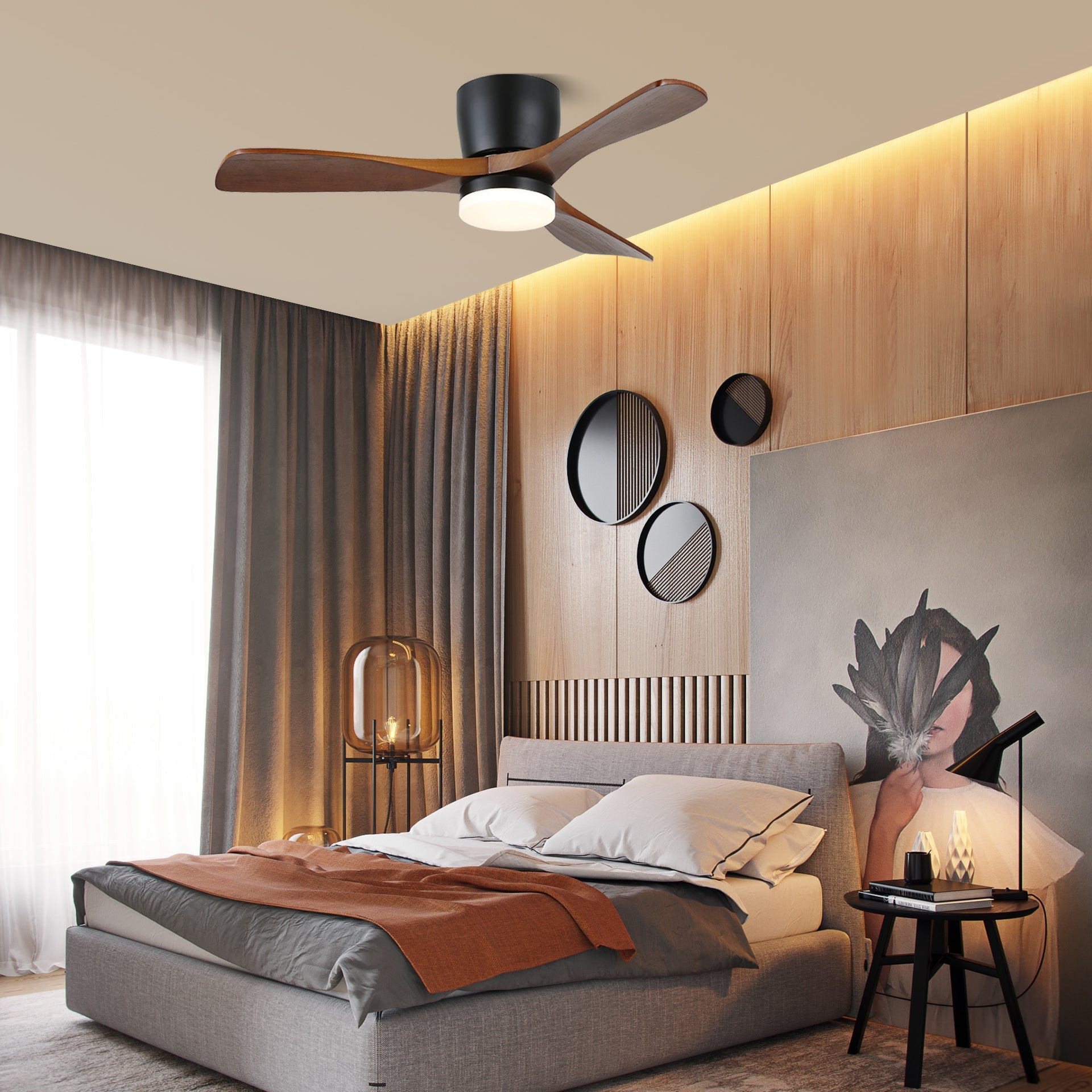 Nerio Minimalist Wood Ceiling Fan Light - Letslighting