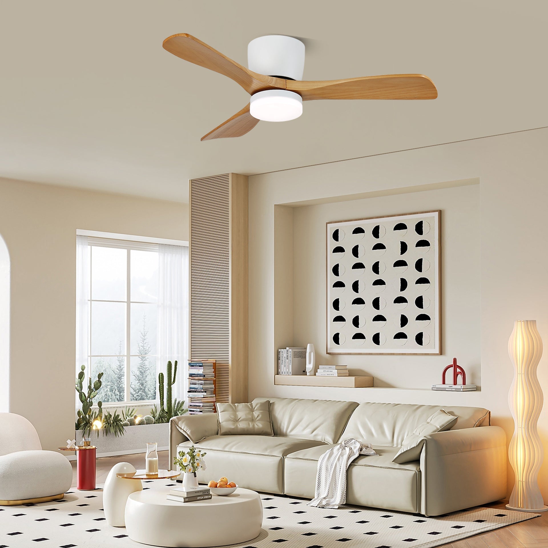 Nerio Minimalist Wood Ceiling Fan Light - Letslighting