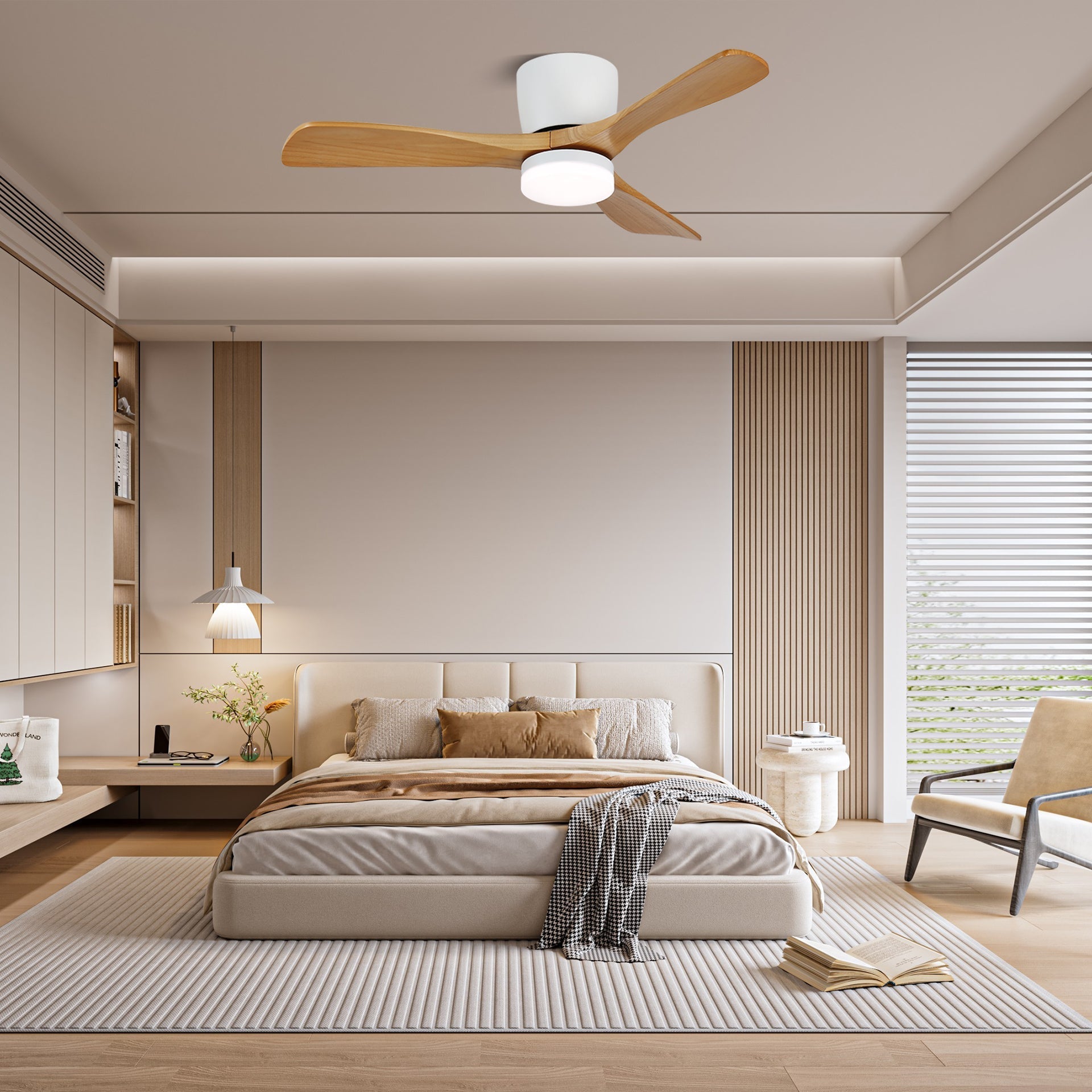 Nerio Minimalist Wood Ceiling Fan Light - Letslighting