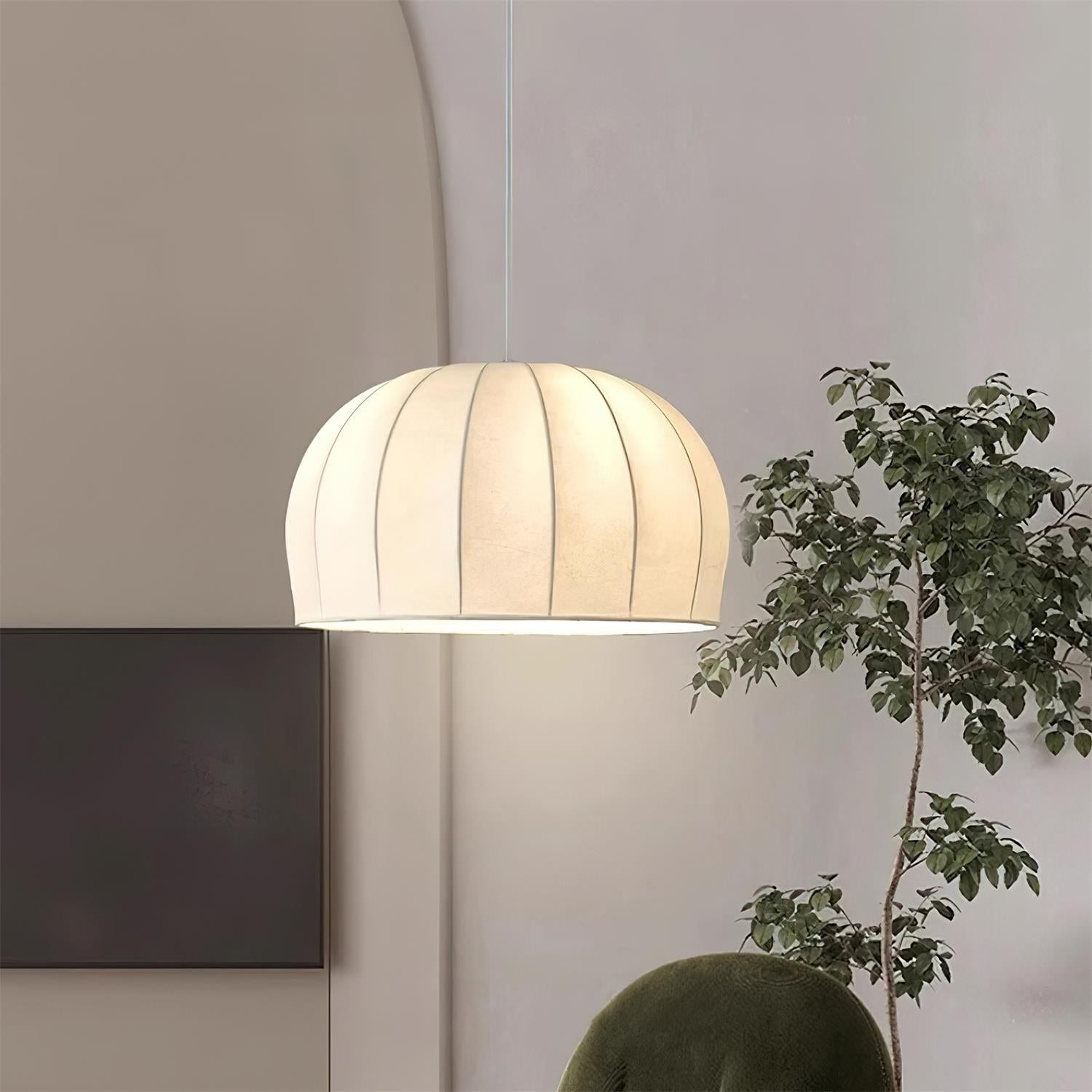Nova White Fabric Dome Pendant Light - Letslighting