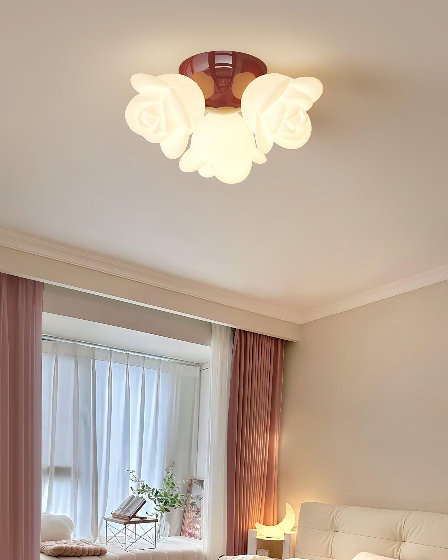 Ceiling Light Canopy and PE Rose Shape Floral Artistic Accent - Letslighting