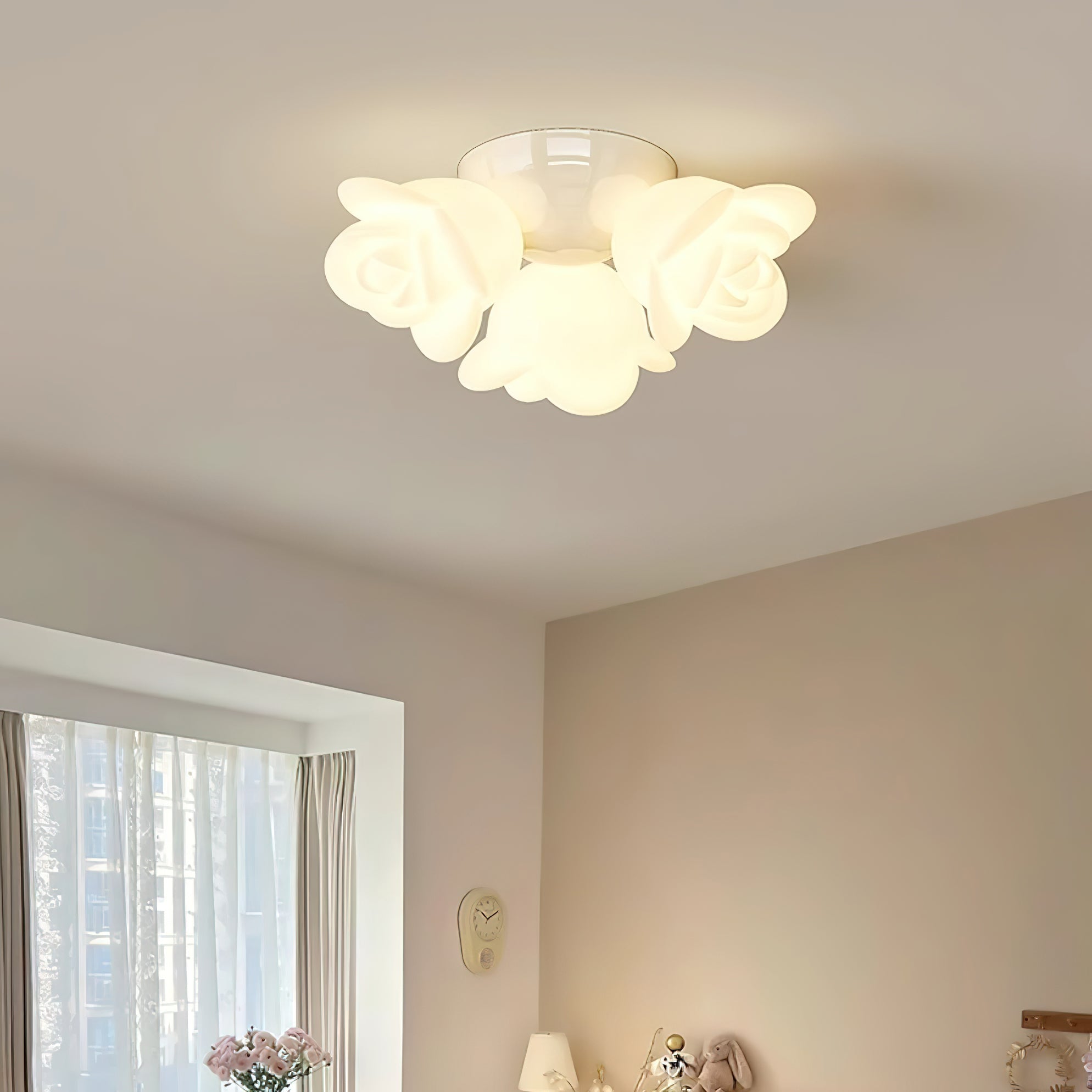Ceiling Light Canopy and PE Rose Shape Floral Artistic Accent - Letslighting