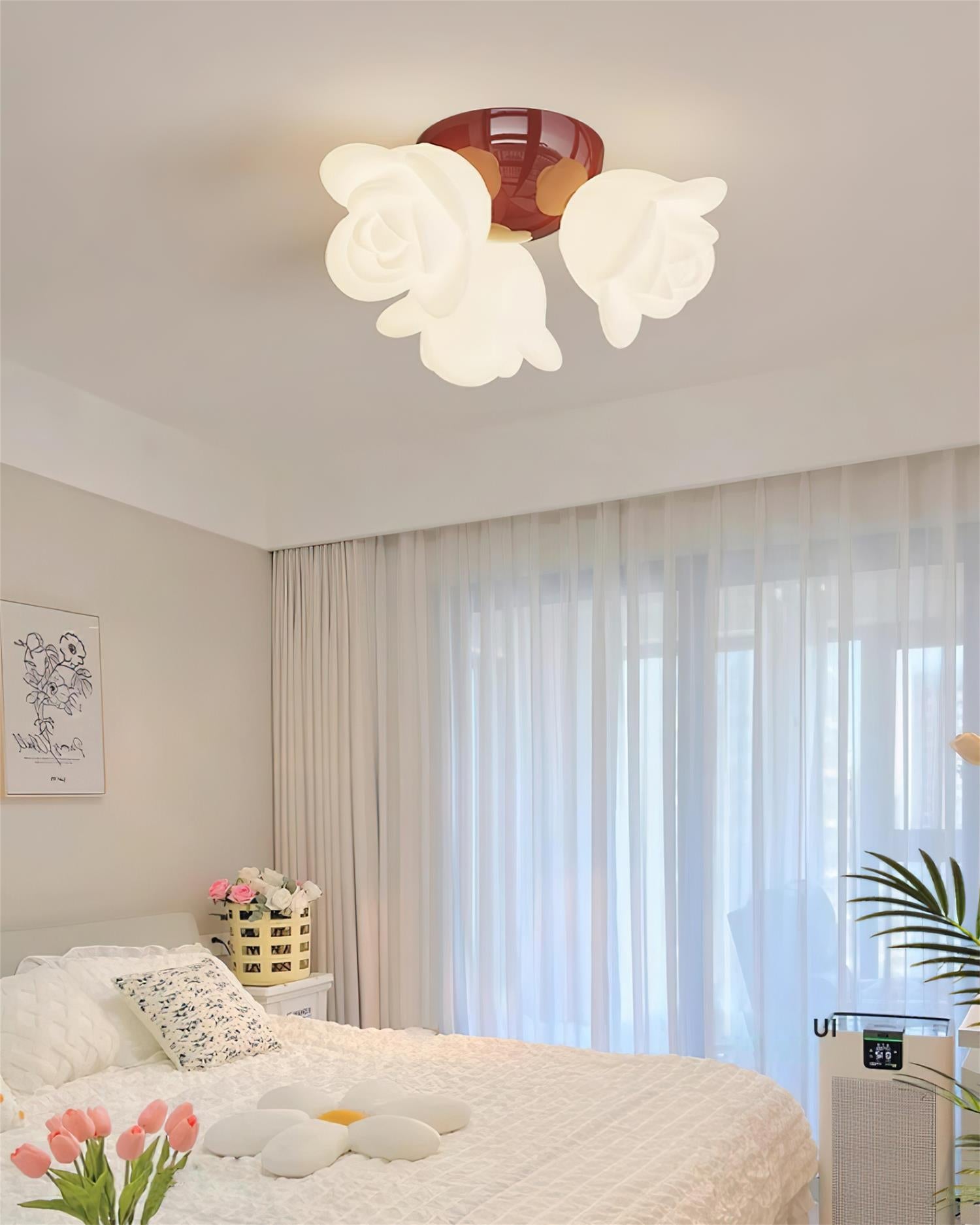 Ceiling Light Canopy and PE Rose Shape Floral Artistic Accent - Letslighting