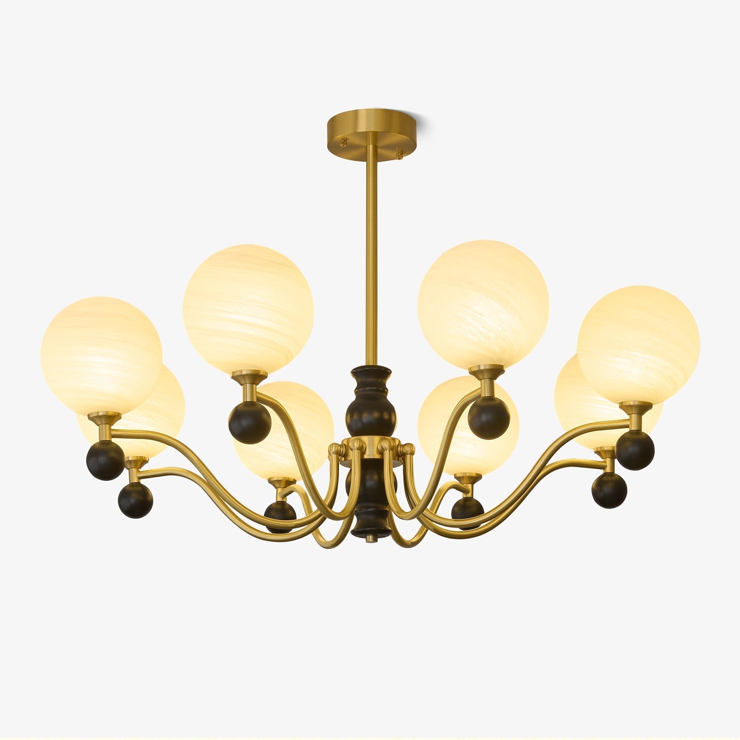 Ershaan Sphere Elegance Vintage Brass Wood Chandelier - Letslighting
